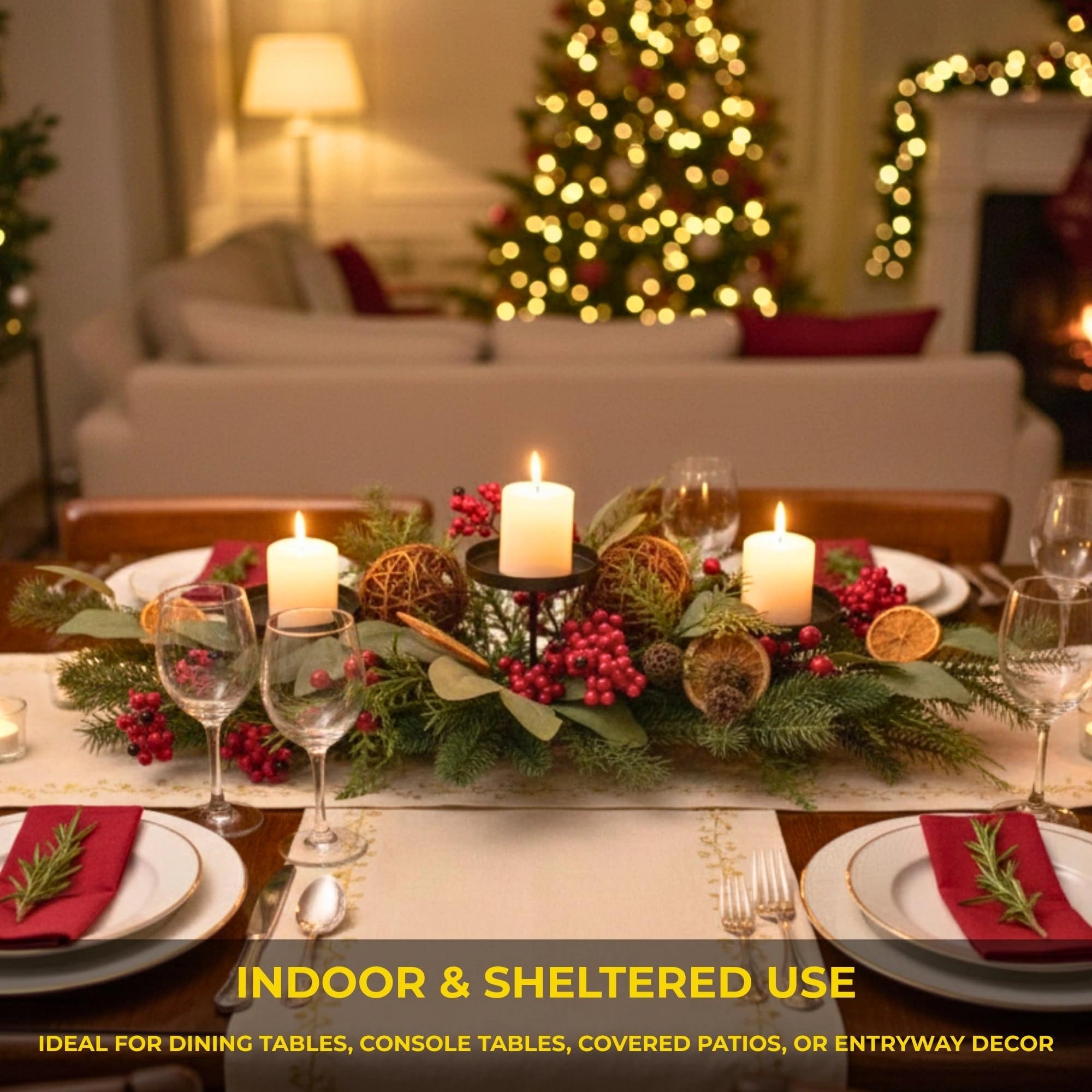 26 Inch Orange With Berry Centerpiece Candle Stand