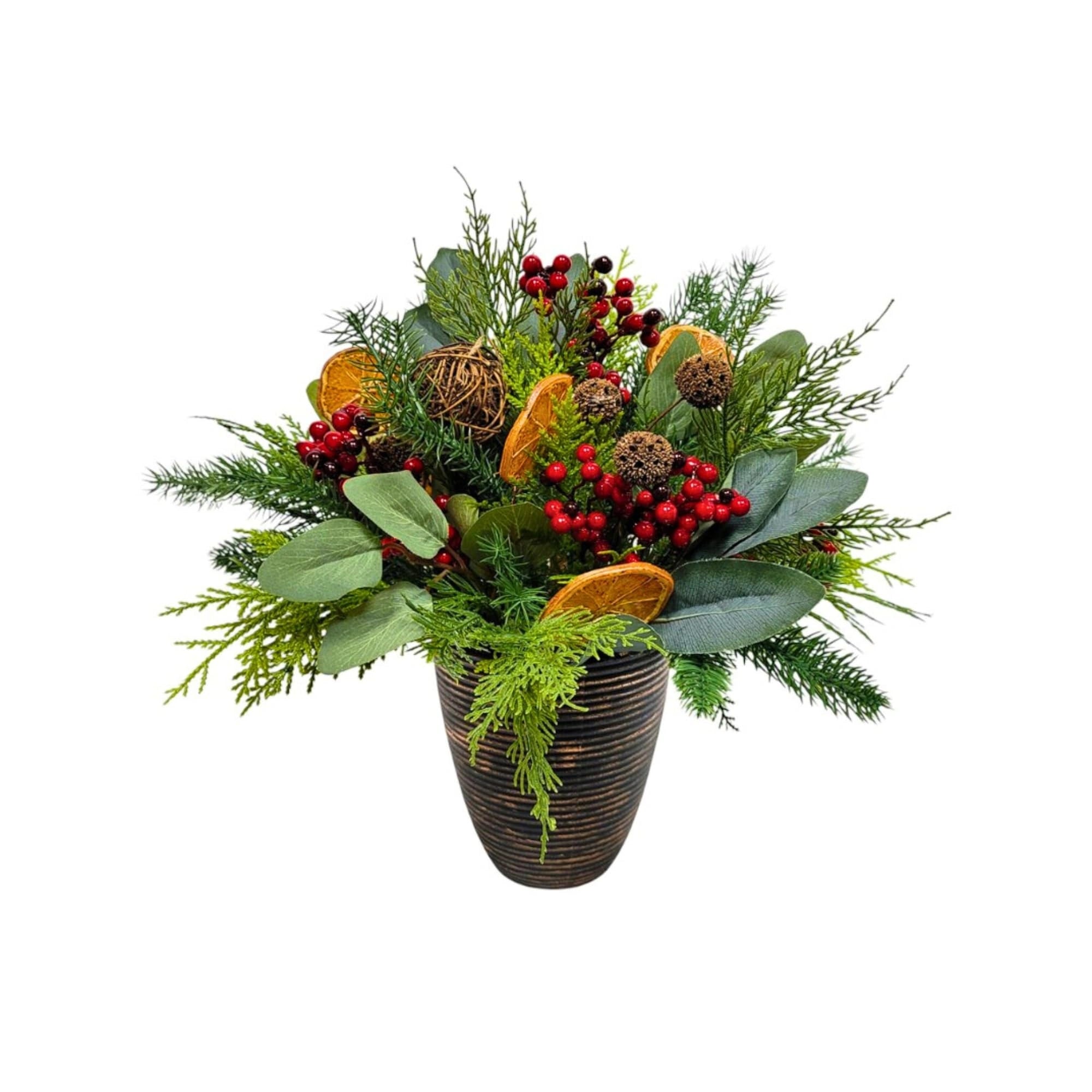 16 Inch Orange With Berry Topiary