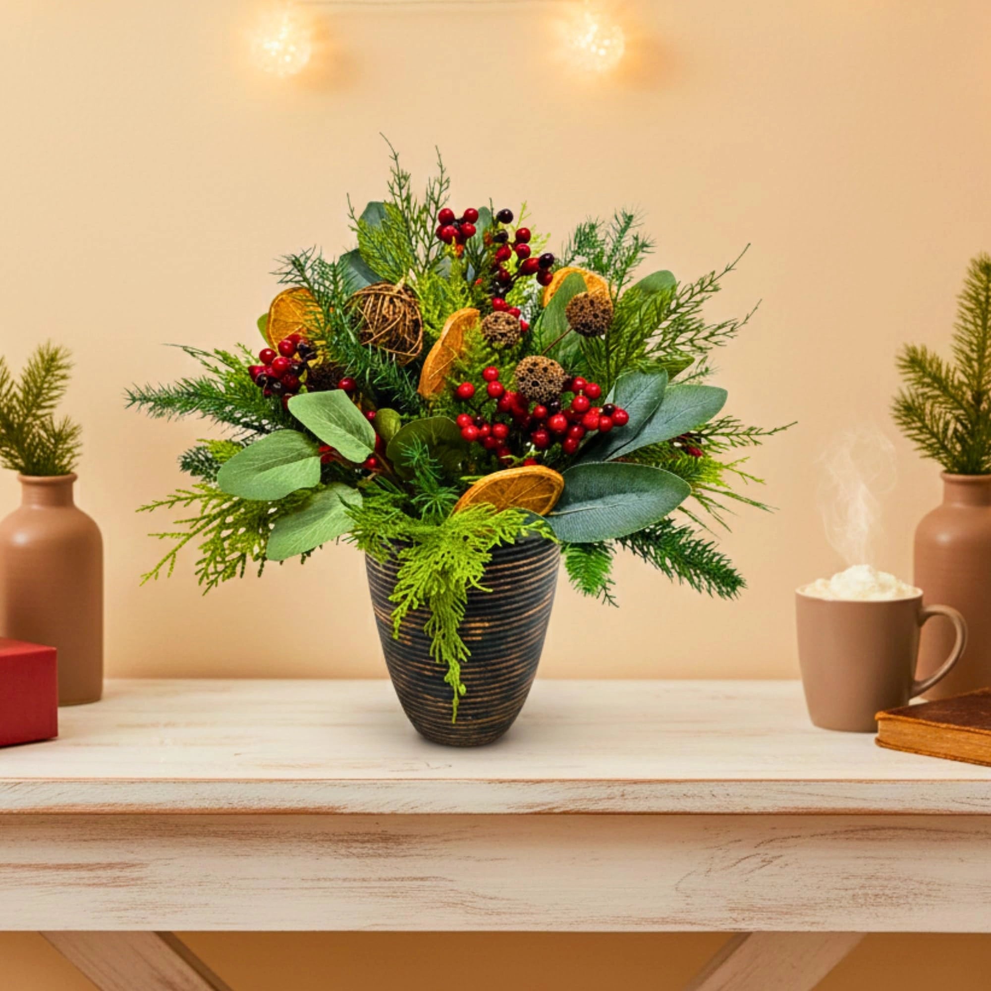 16 Inch Orange With Berry Topiary