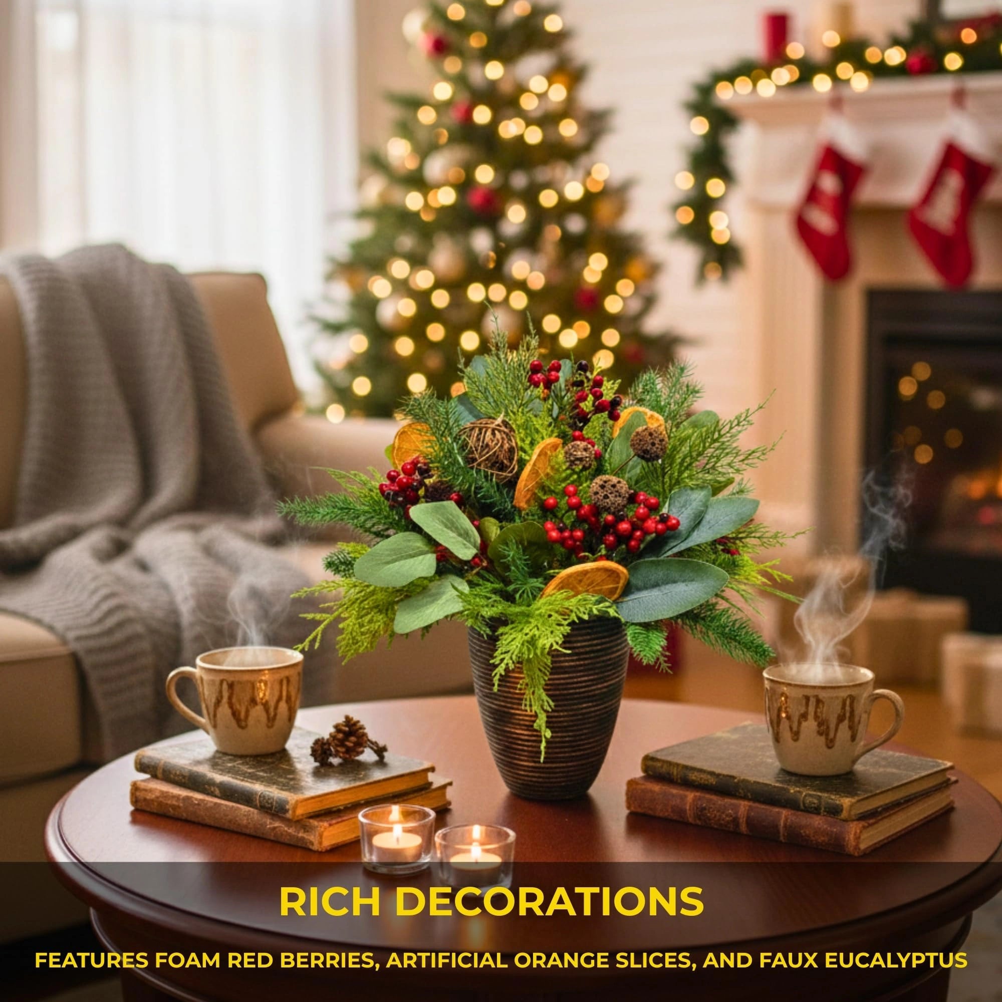 16 Inch Orange With Berry Topiary