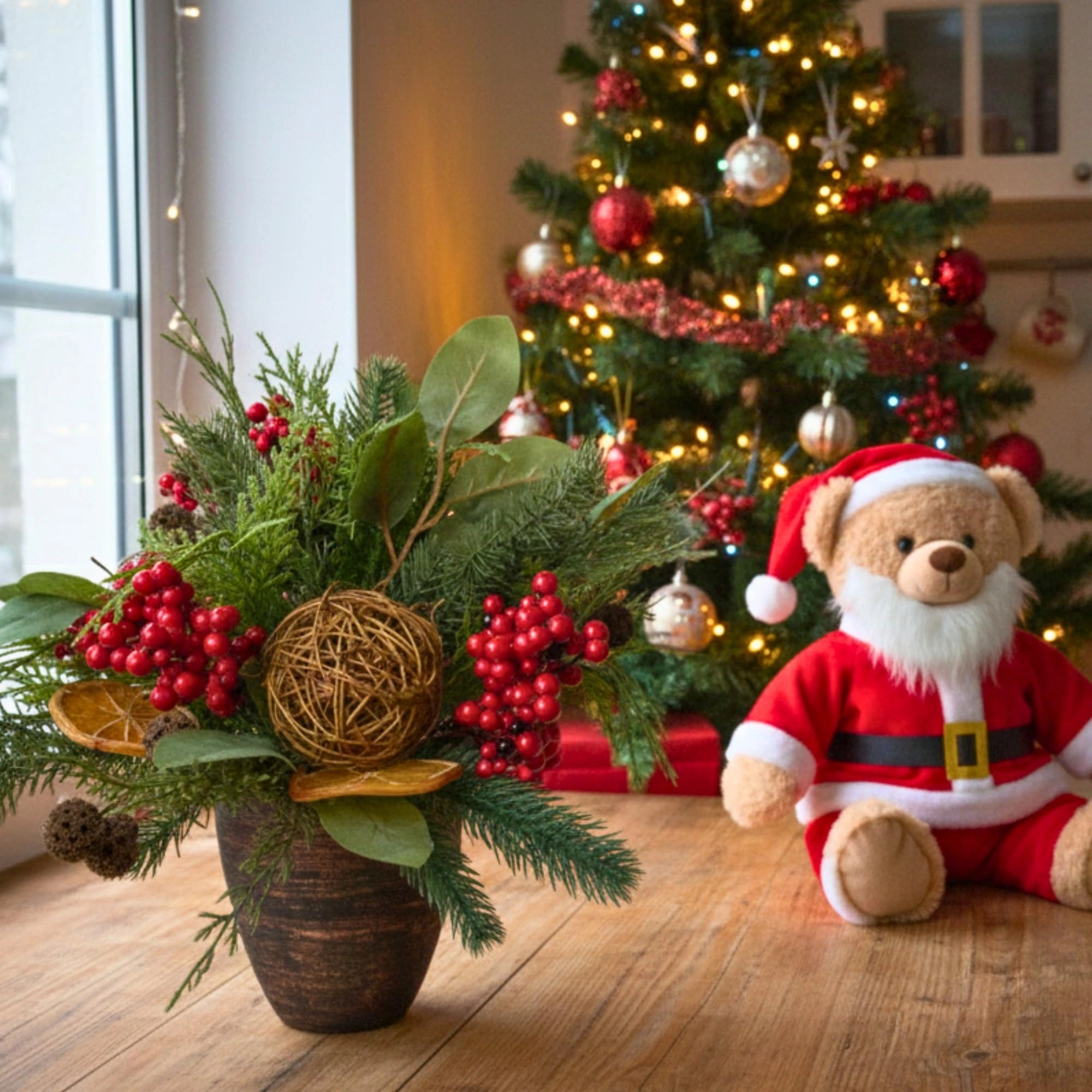 16 Inch Orange With Berry Topiary