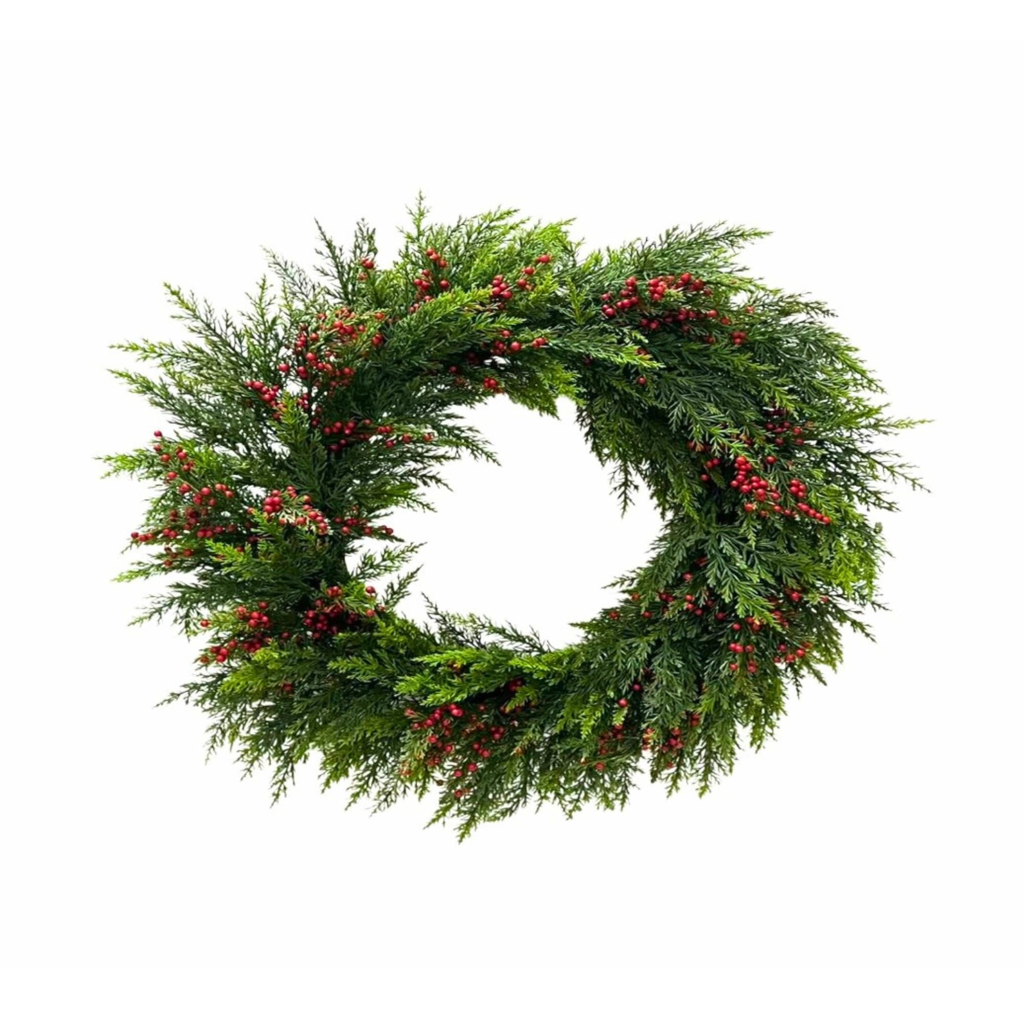 24 Inch Pine Needle With Berry Wreath