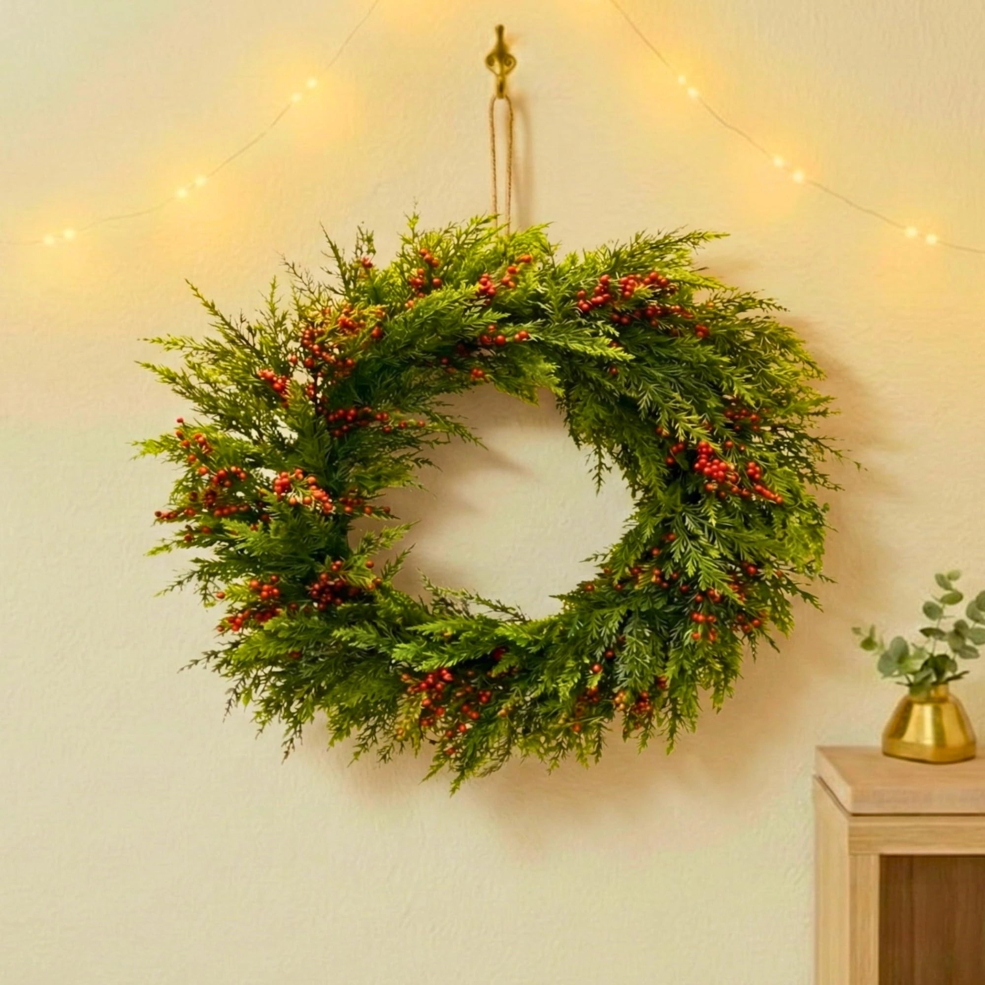 24 Inch Pine Needle With Berry Wreath
