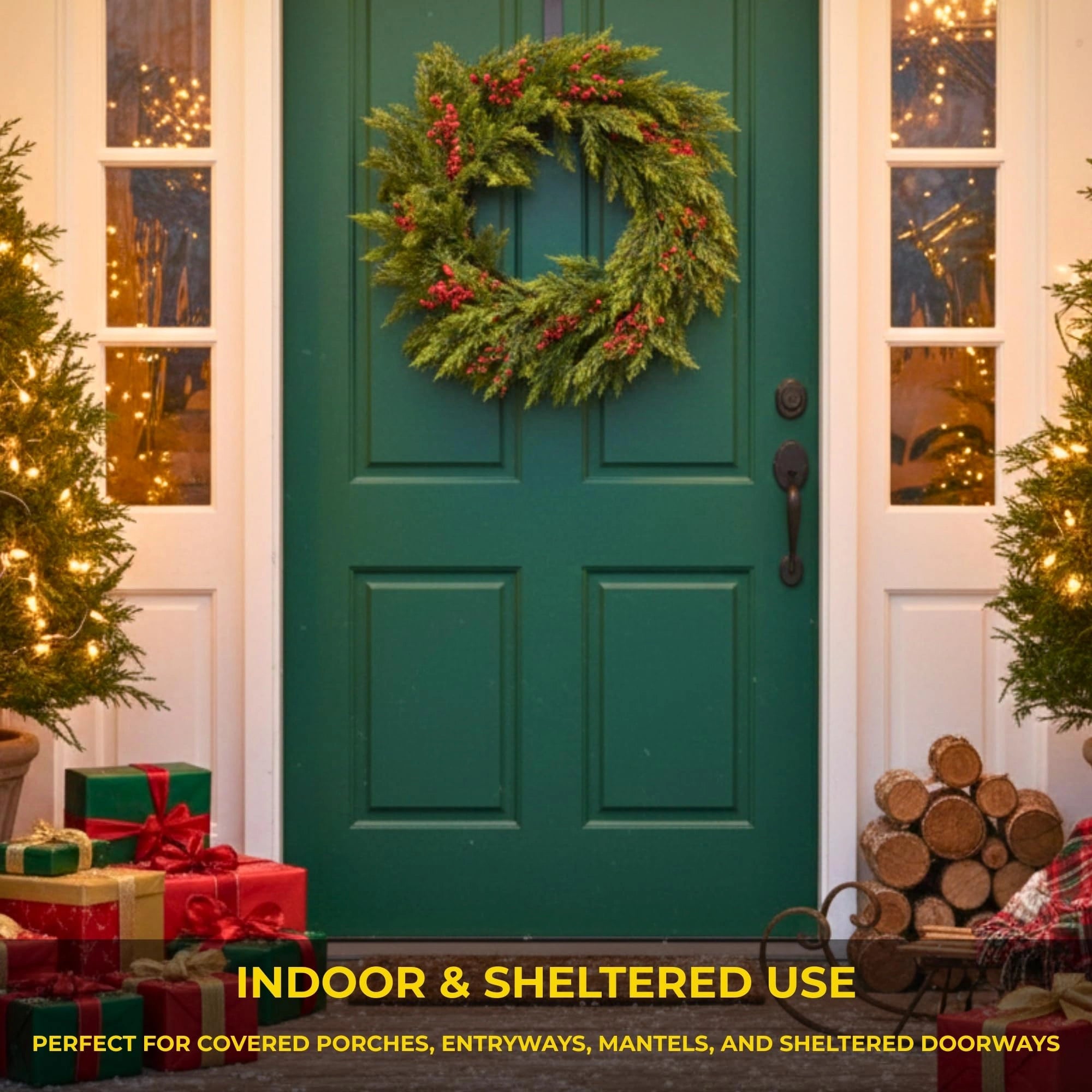 24 Inch Pine Needle With Berry Wreath