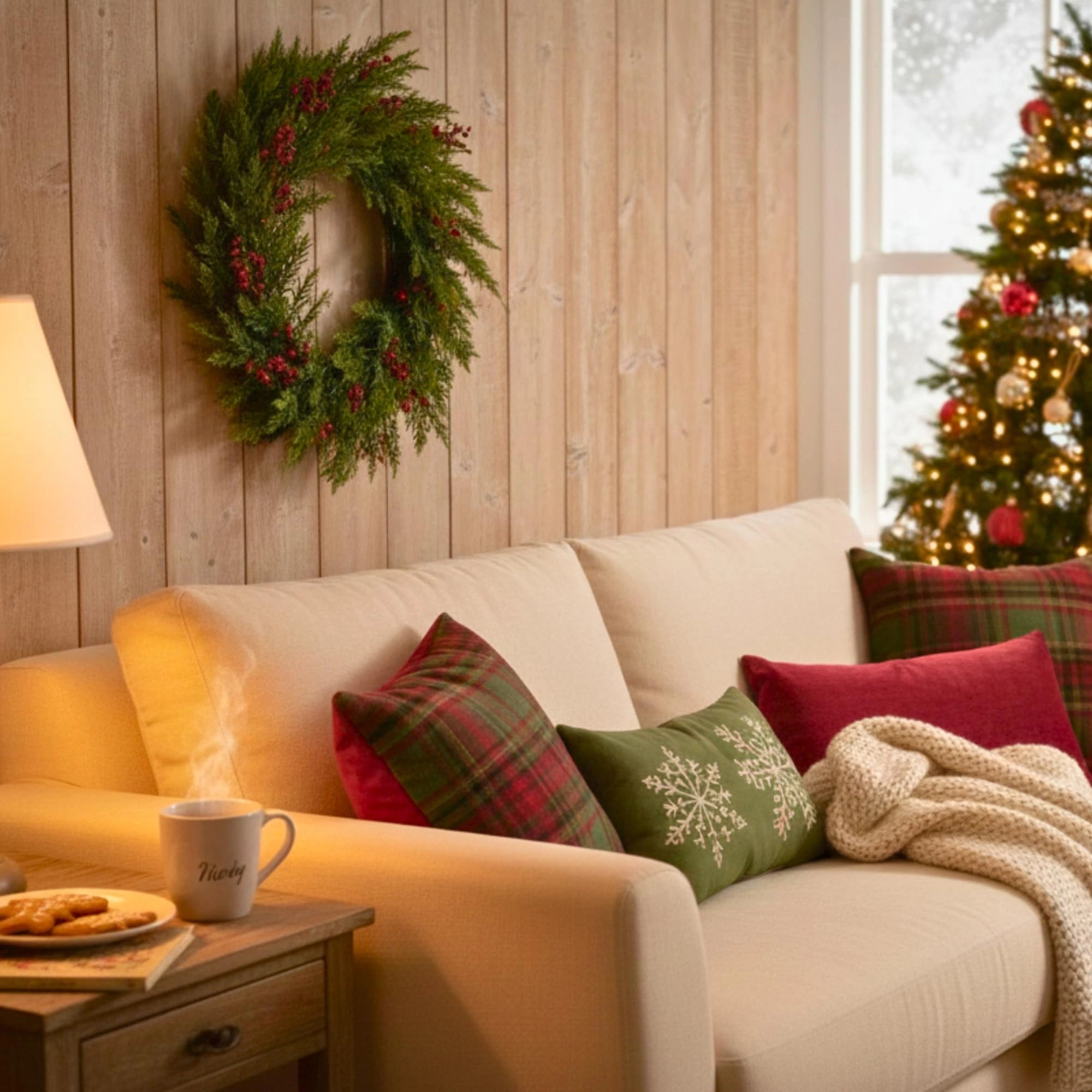 24 Inch Pine Needle With Berry Wreath