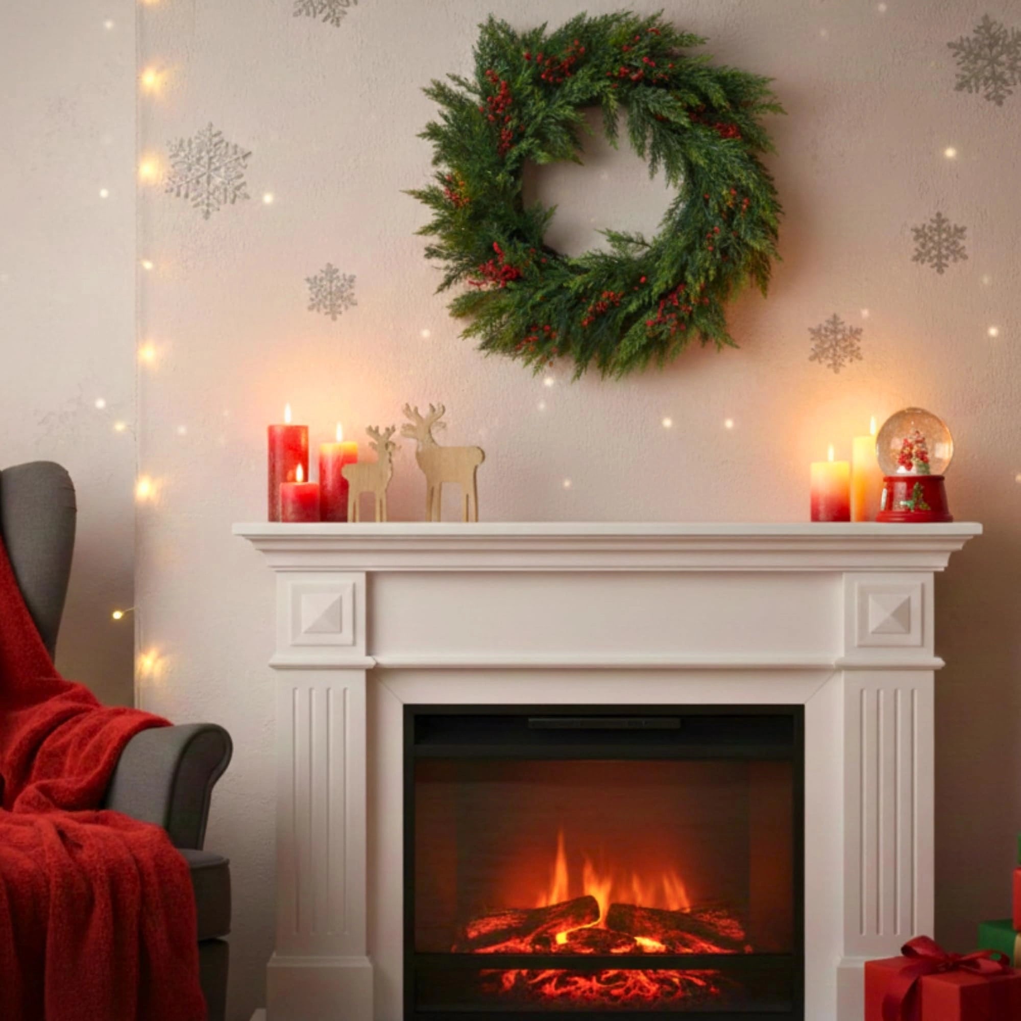 24 Inch Pine Needle With Berry Wreath