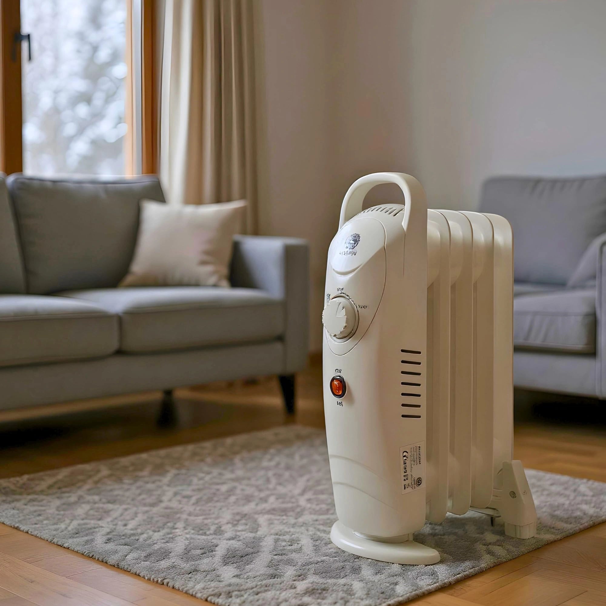 650W 5-Fin Oil Filled Radiator Heater with Adjustable Thermostat