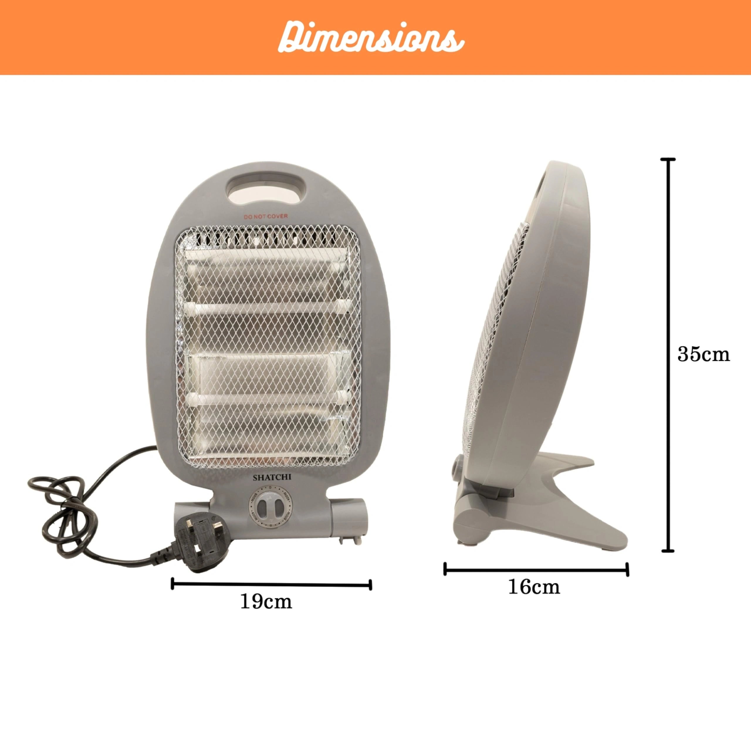 800W Quartz Heater, Portable Electric Unit with Dual Heat Settings, Quiet Space Heating with Tip-Over Safety