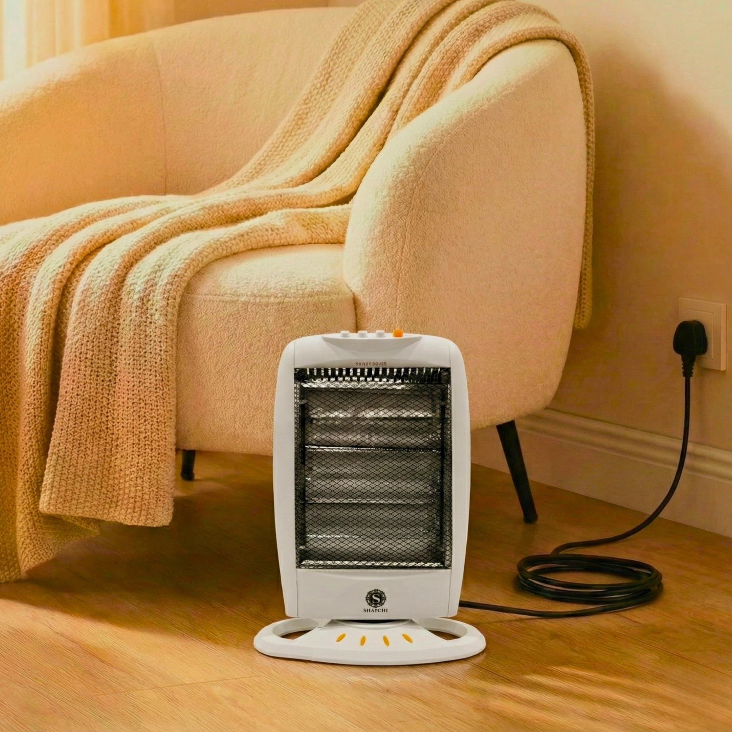 1200W Halogen Room Heater with 3 Heat Settings, Portable Electric Space Warmer with Instant Heat Glow, Oscillation, Tip Over Safety
