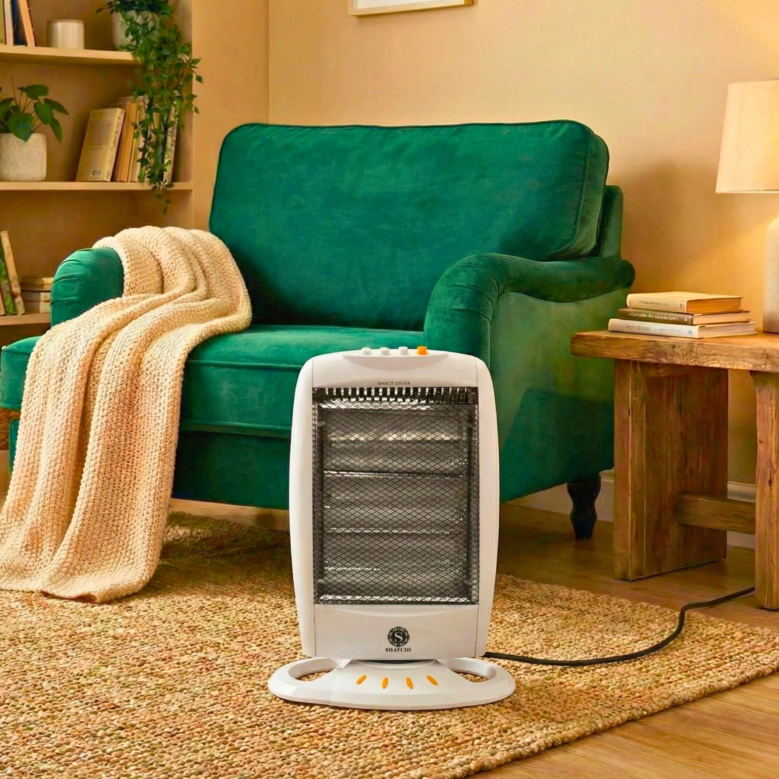 1200W Halogen Room Heater with 3 Heat Settings, Portable Electric Space Warmer with Instant Heat Glow, Oscillation, Tip Over Safety