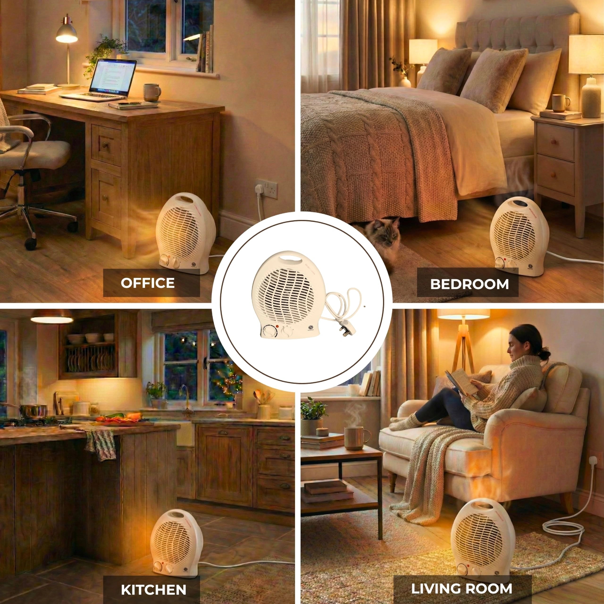 2000W Upright Fan Heater with 2 Heat Settings, Portable Electric Space Heater with Cool Air, Adjustable Thermostat