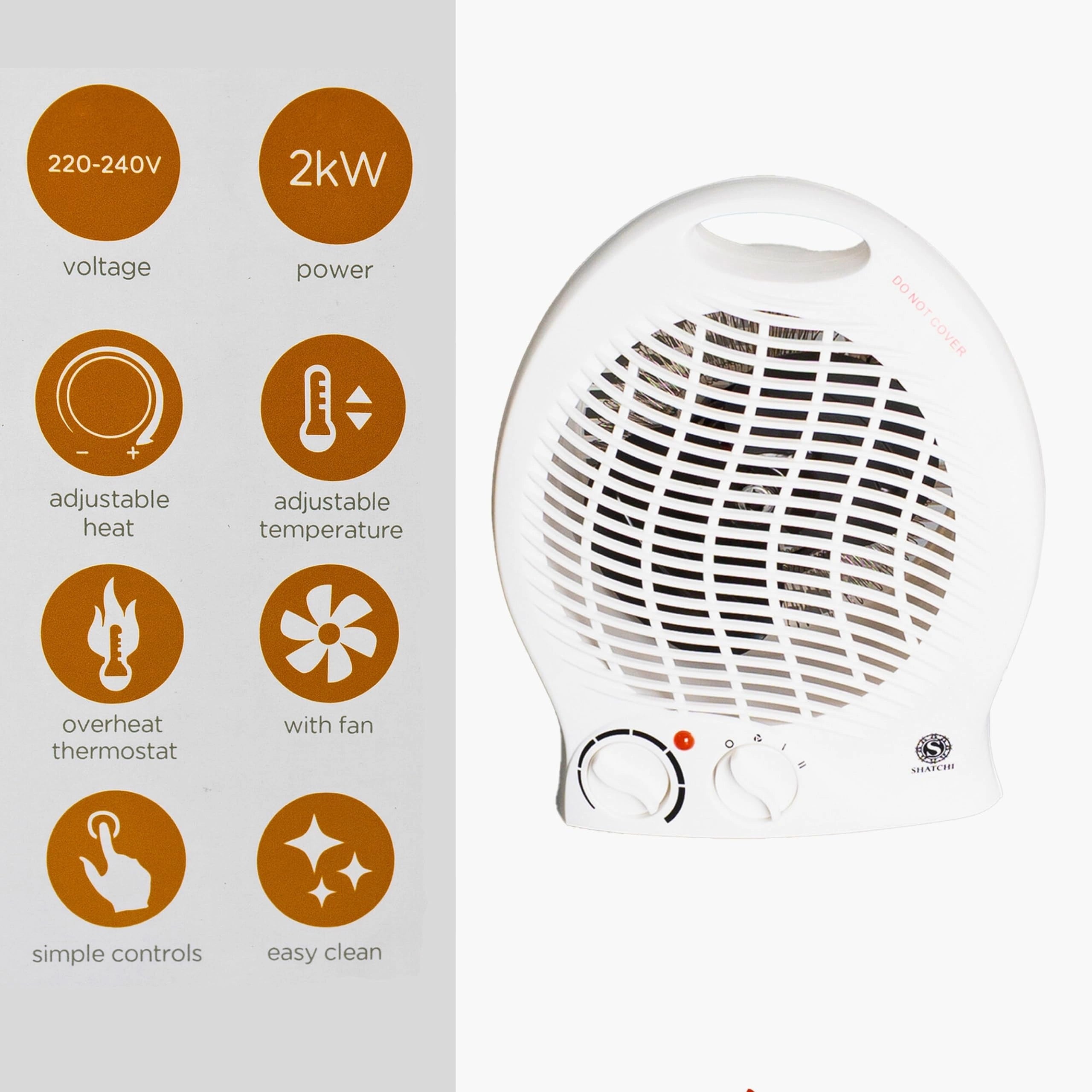 2000W Upright Fan Heater with 2 Heat Settings, Portable Electric Space Heater with Cool Air, Adjustable Thermostat