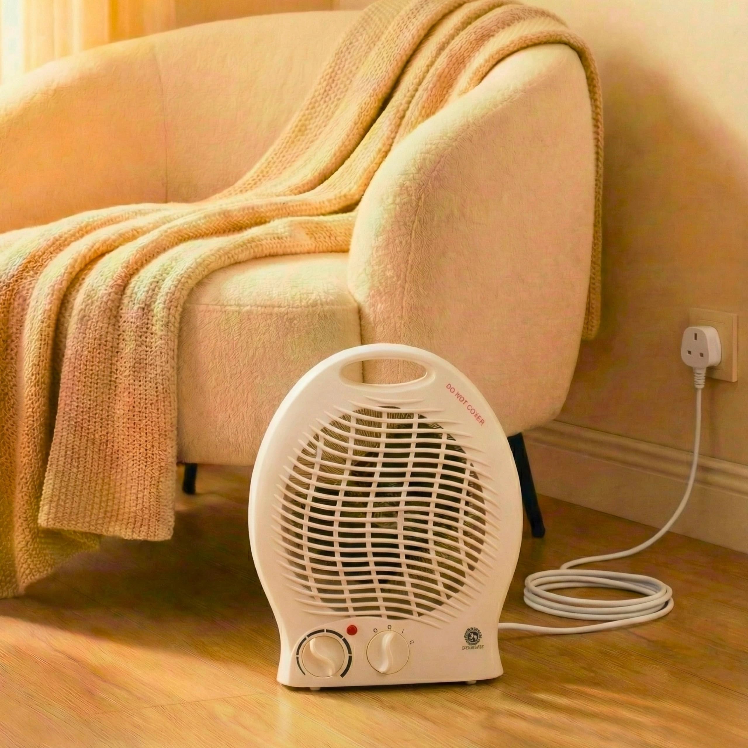 2000W Upright Fan Heater with 2 Heat Settings, Portable Electric Space Heater with Cool Air, Adjustable Thermostat