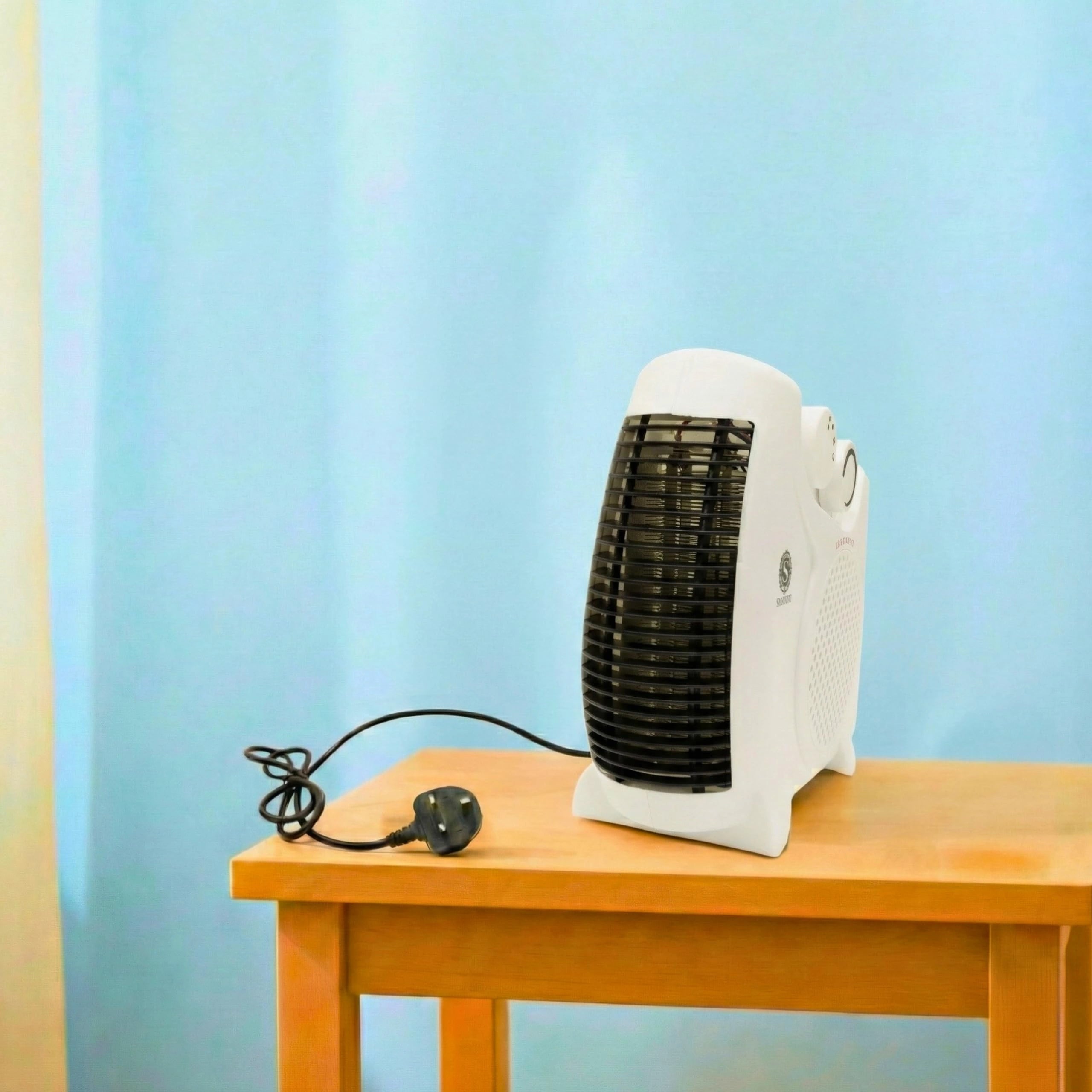 2000W Upright & Flat Fan Heater with 2 Heat Settings, Adjustable Thermostat & Cool Air