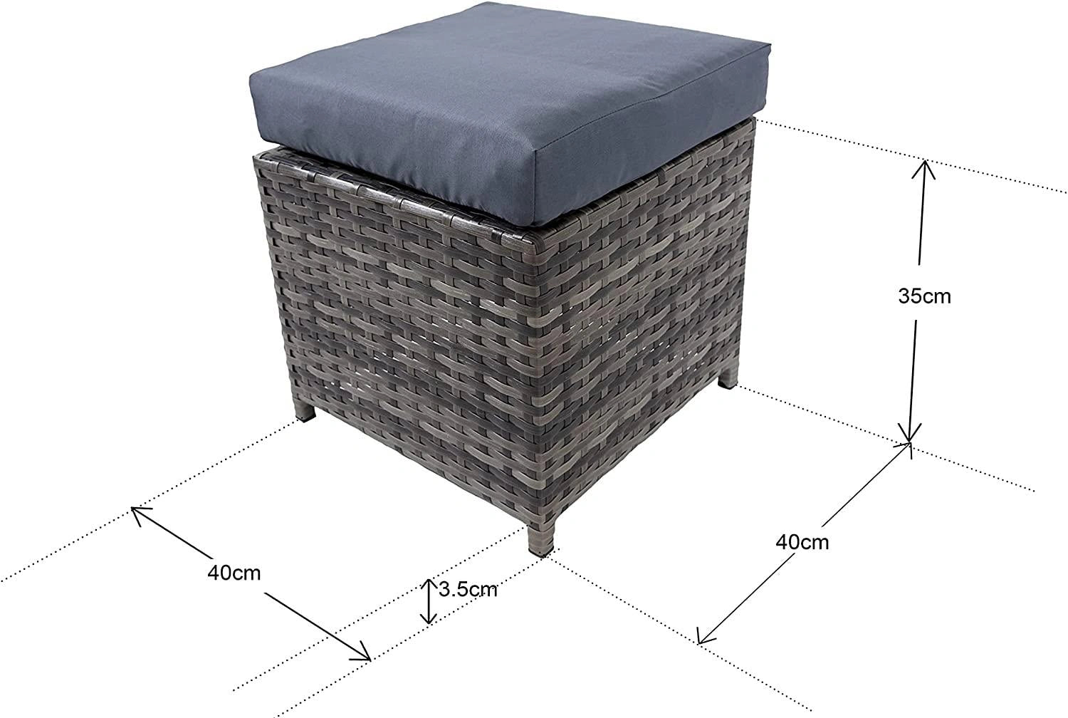 6PCS Rattan Garden Furniture Set Corner Sofa Table & Stool Outdoor Conservatory