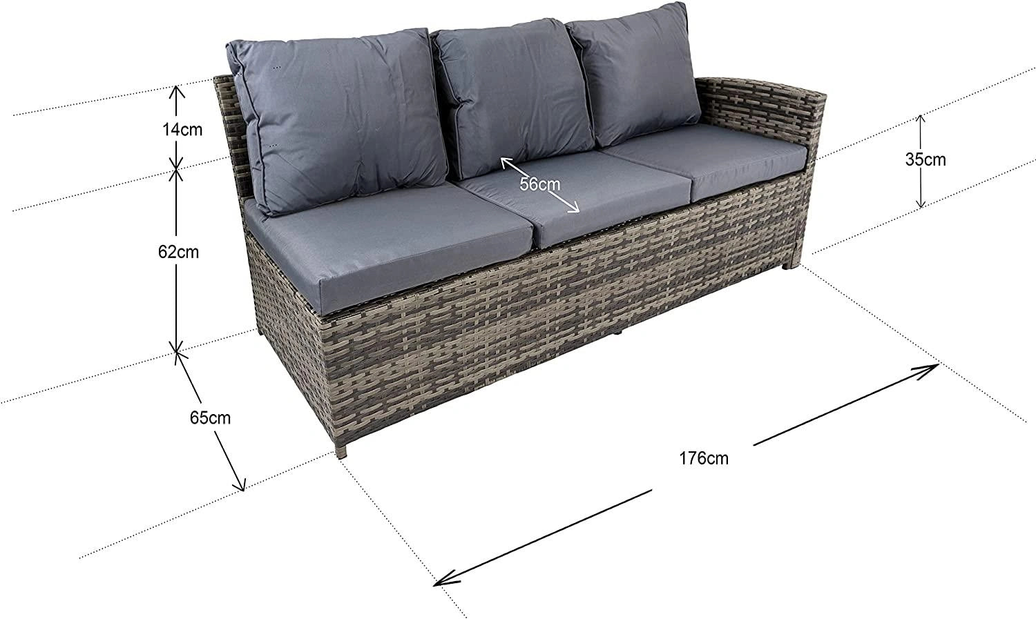 6PCS Rattan Garden Furniture Set Corner Sofa Table & Stool Outdoor Conservatory