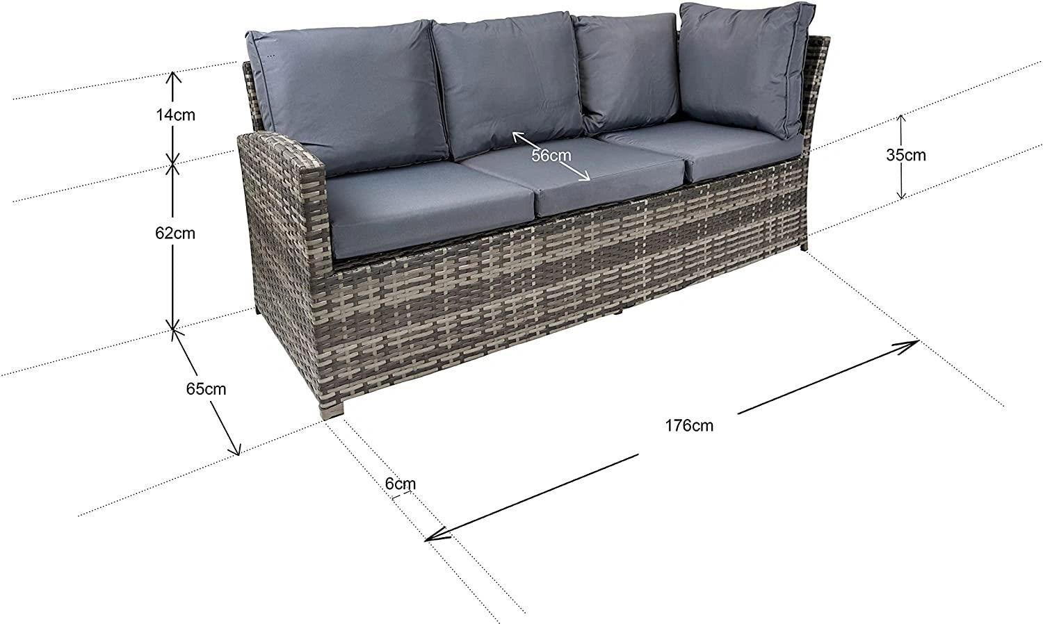 6PCS Rattan Garden Furniture Set Corner Sofa Table & Stool Outdoor Conservatory