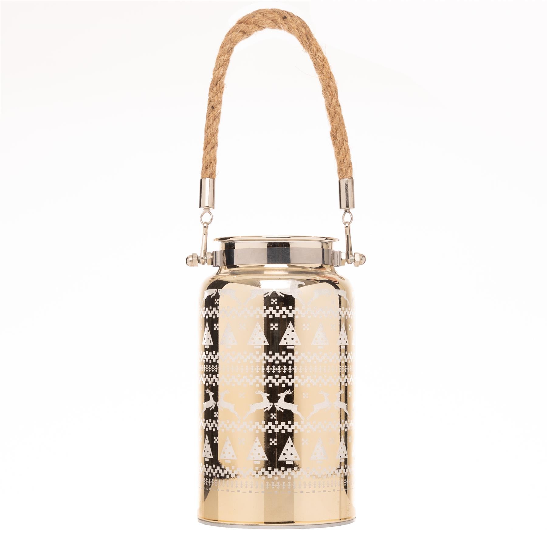 Christmas Table Decoration Lamp LED Fairy Light Gold Jar Skandi Vase 16cm UK