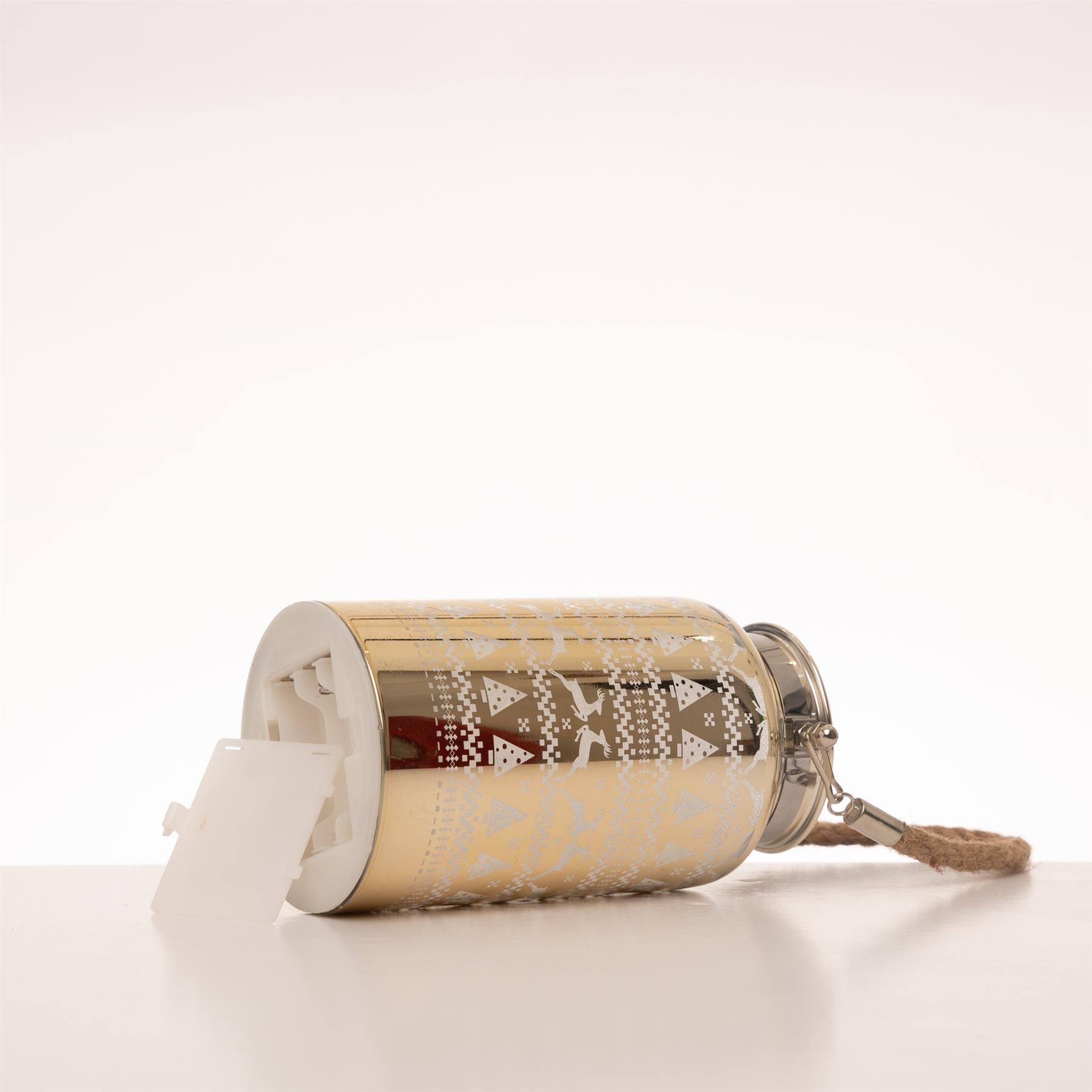 Christmas Table Decoration Lamp LED Fairy Light Gold Jar Skandi Vase 16cm UK