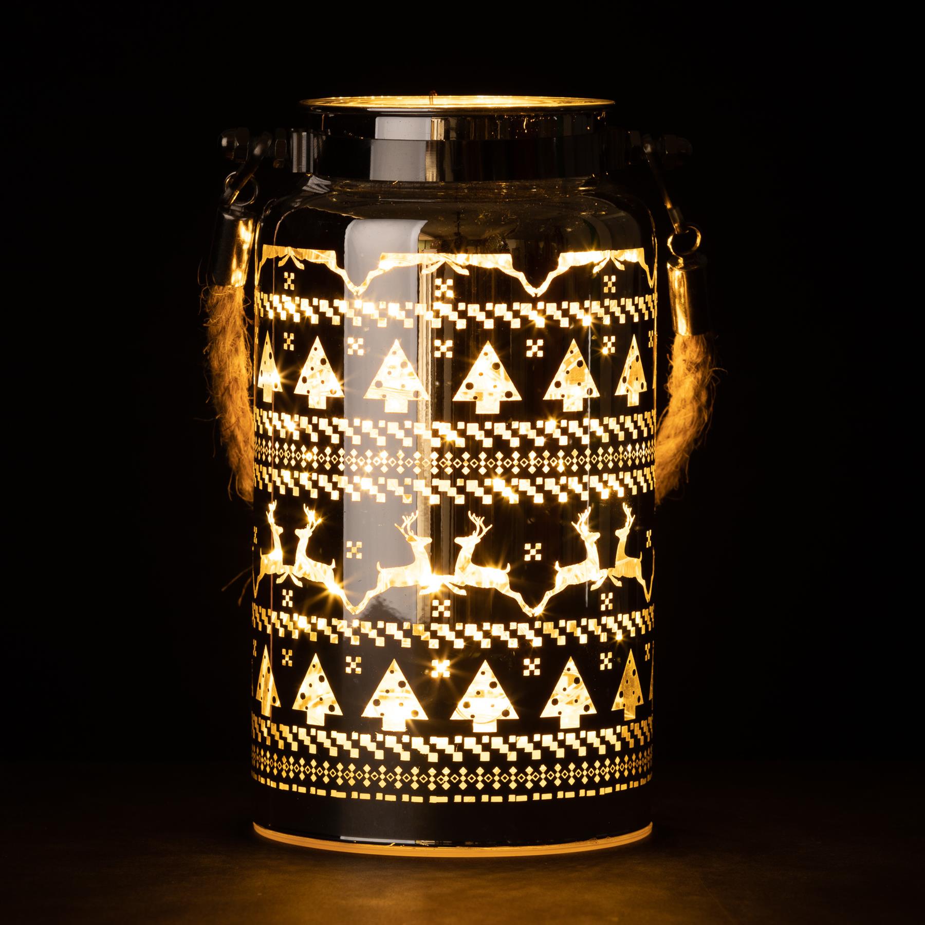 Christmas Jar Lamp LED Lights 16cm Table Decoration Silver Skandi Vase UK