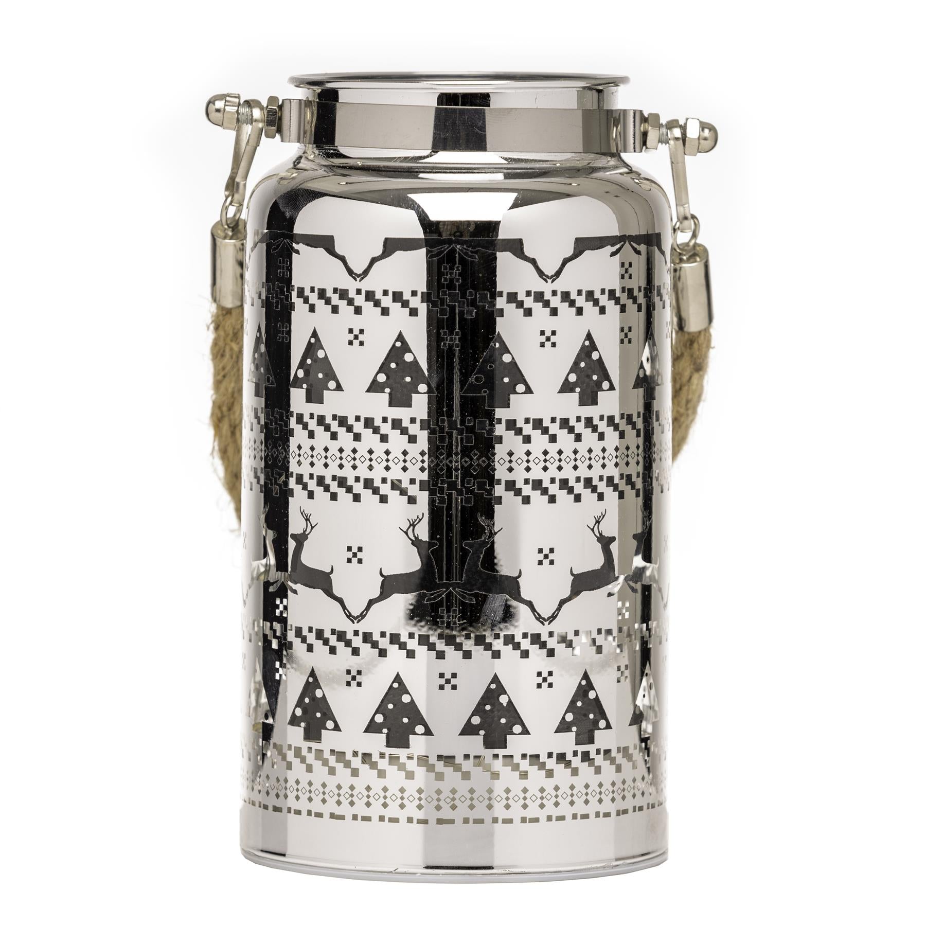 Christmas Jar Lamp LED Lights 16cm Table Decoration Silver Skandi Vase UK