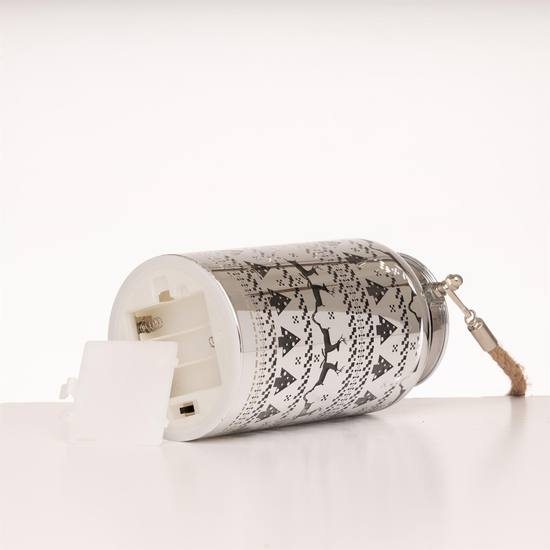 Christmas Jar Lamp LED Lights 16cm Table Decoration Silver Skandi Vase UK