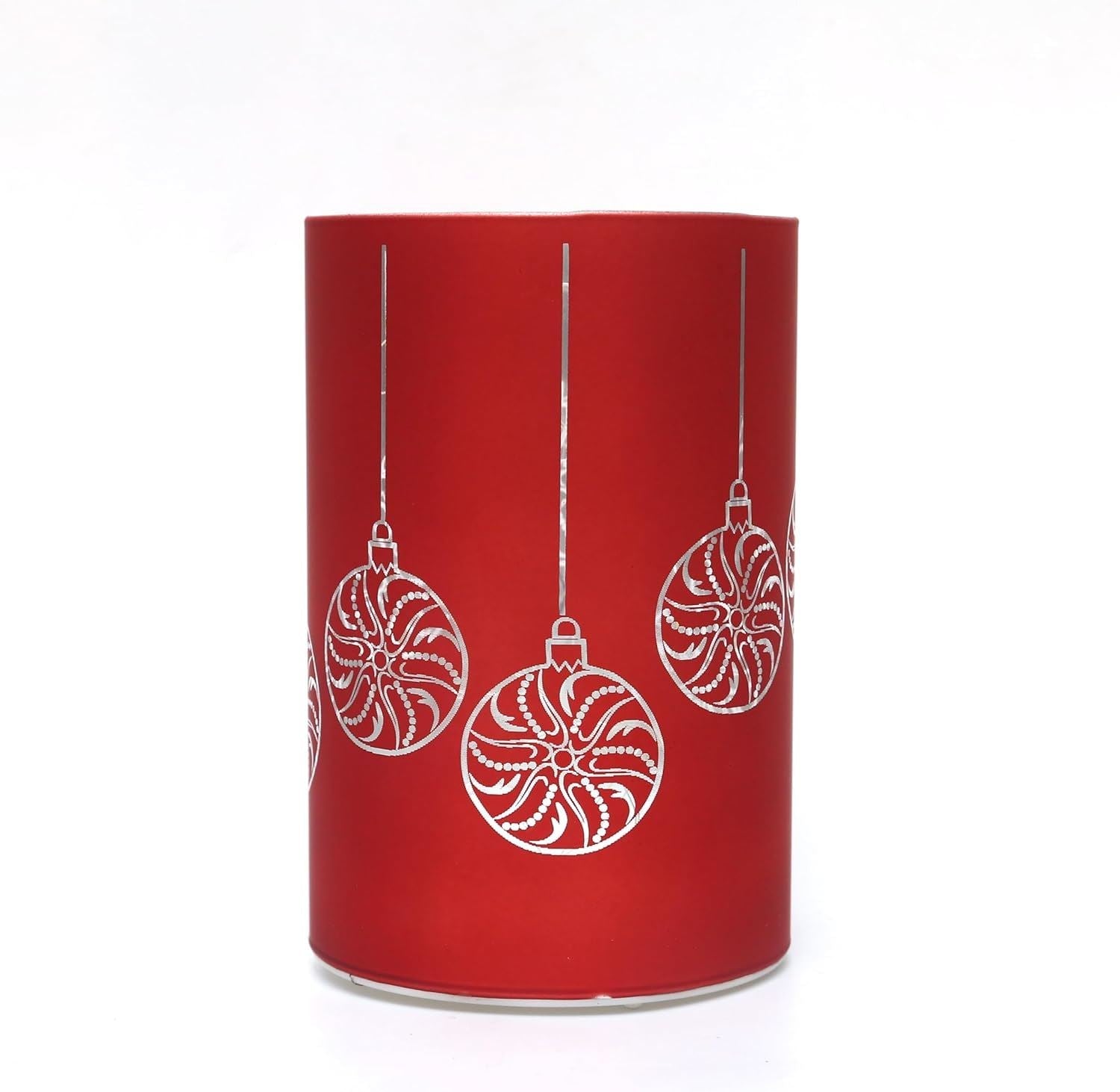 Christmas Decorated Vase Led Red Glass Vase / Baubles 17cm Home Table Decoration