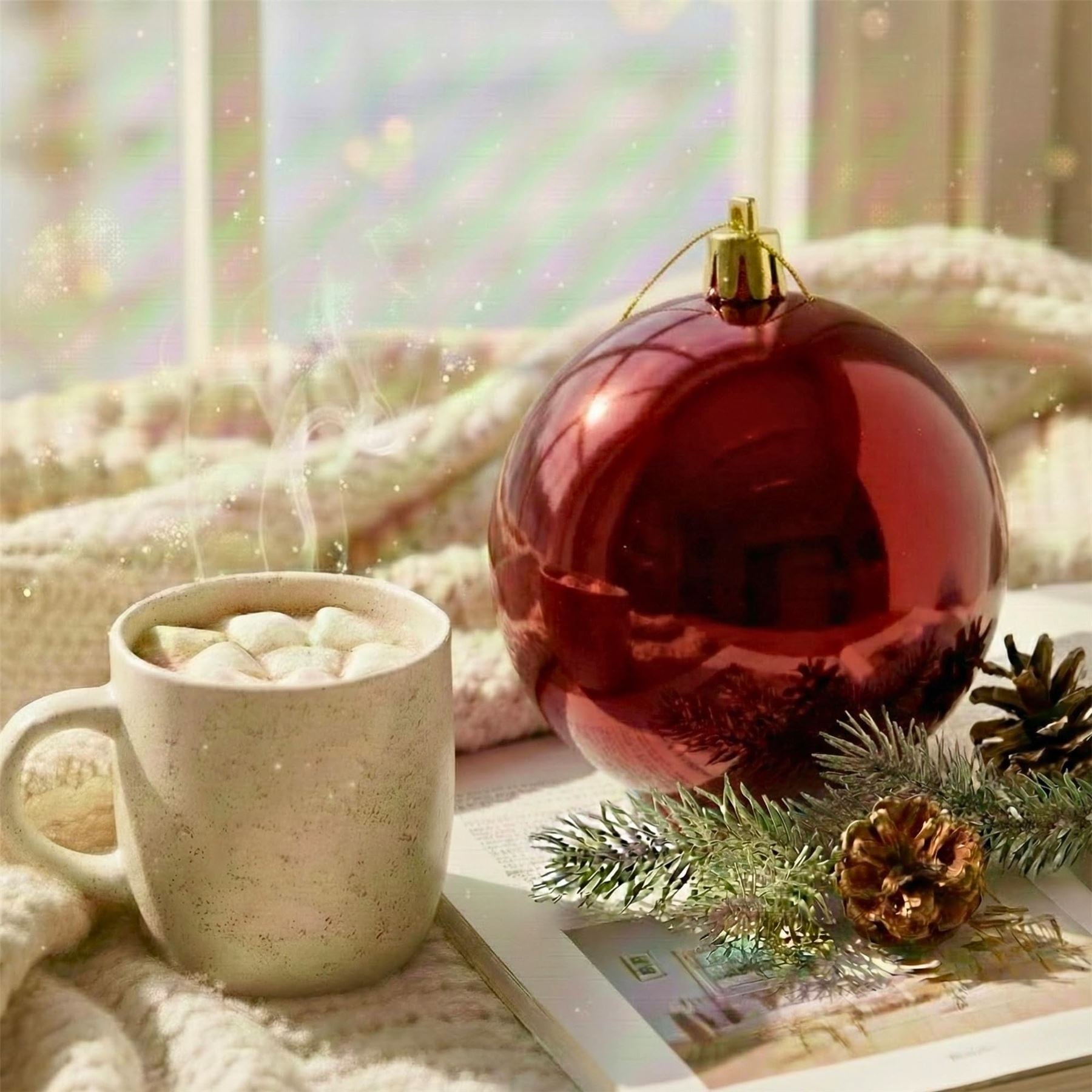 20cm Dark Red Shatterproof Christmas Bauble – Glossy Festive Hanging Decoration