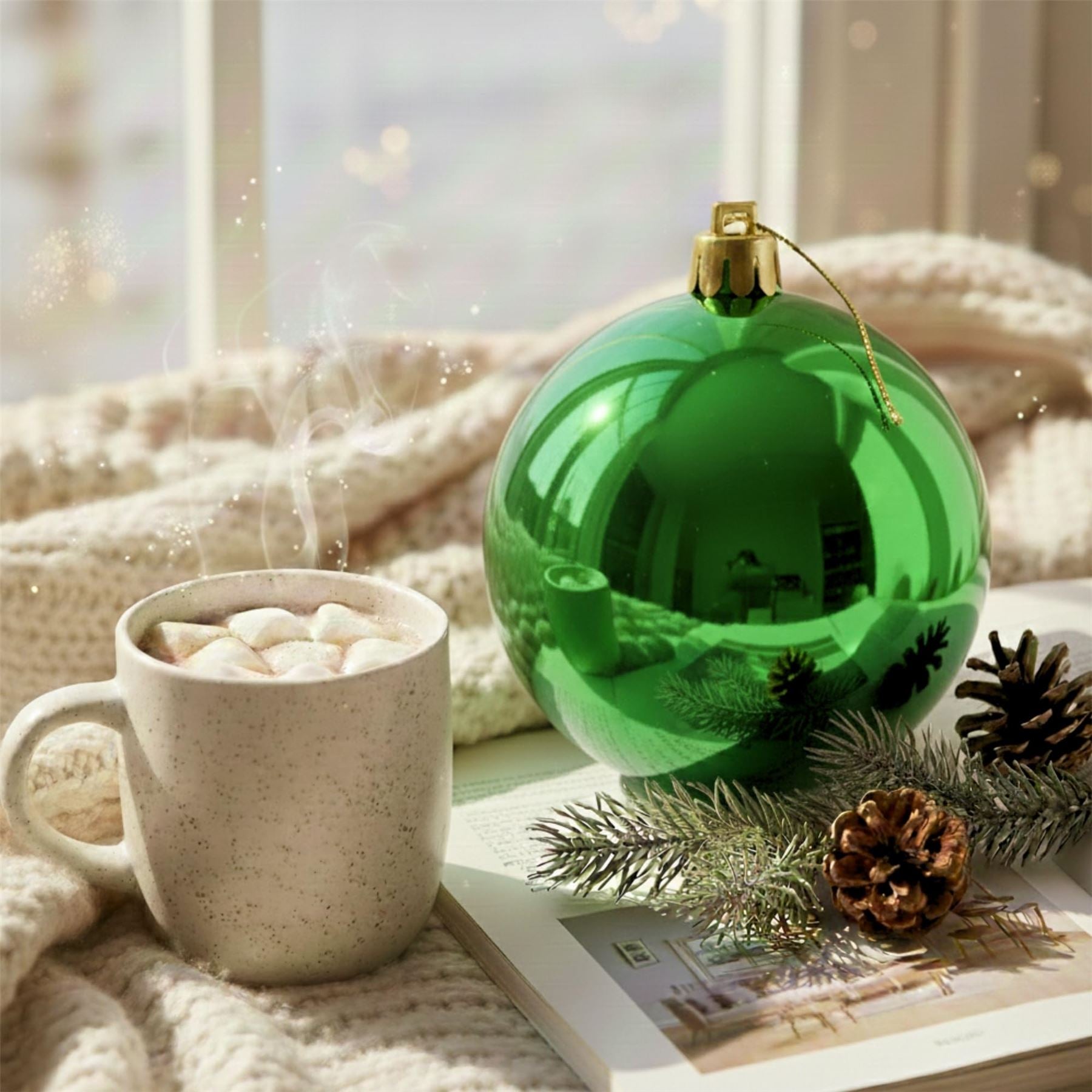 25cm Dark Green Christmas Bauble – Shatterproof, Gloss Finish