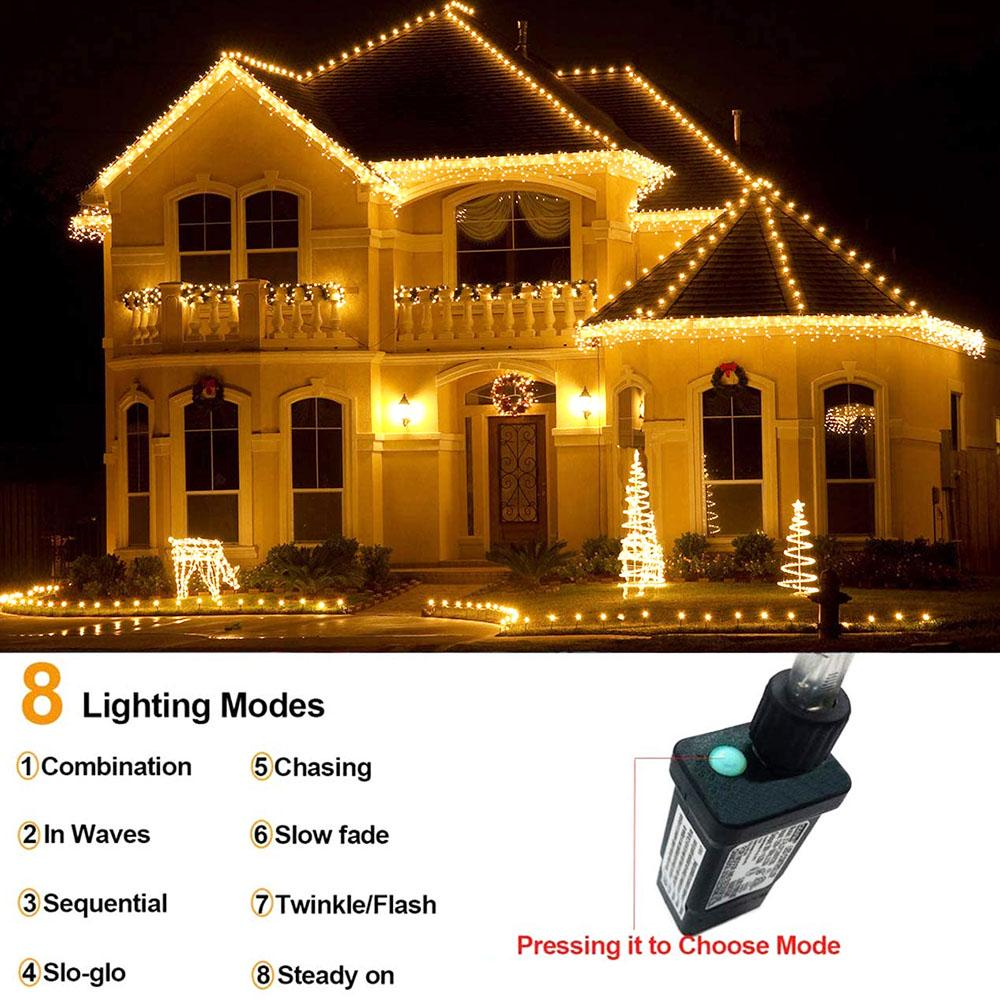 1200LED Waterfall Icicle Light Outdoor Connectable Snowing Chase Xmas Home Decor