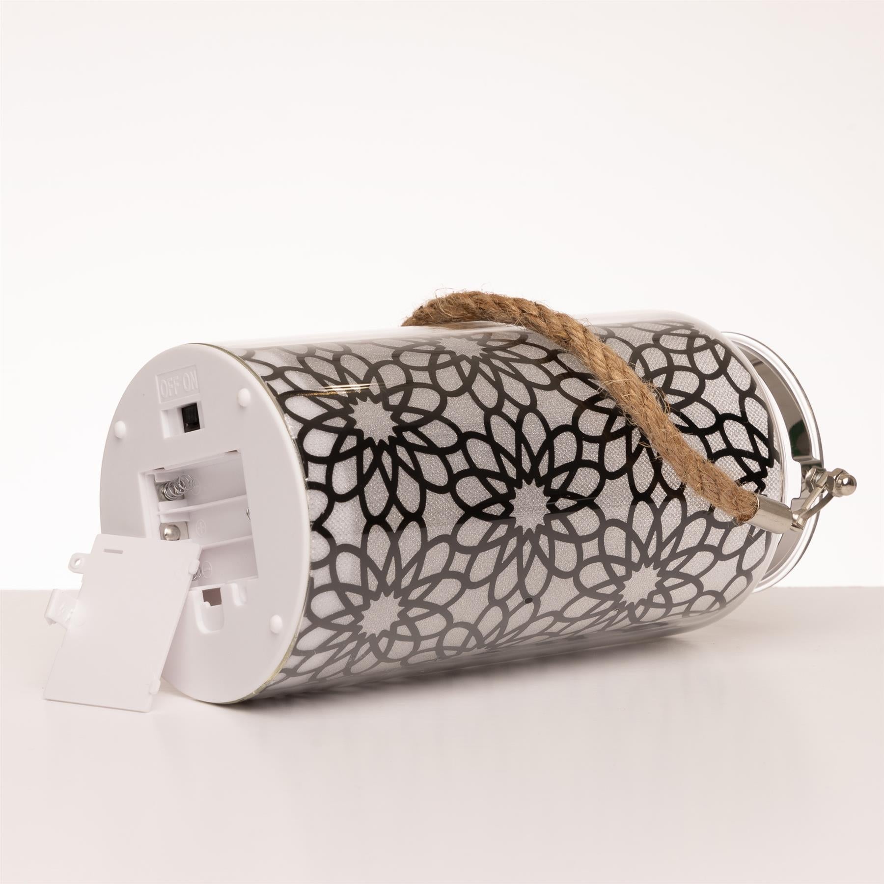 Christmas Jar Lamp 20cm Table Decoration Xmas LED Fairy Lights Black Flower Jar