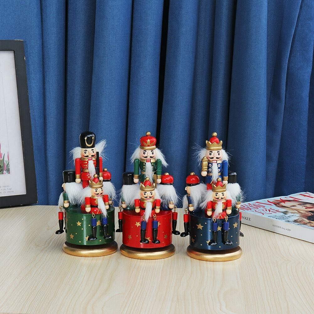 1 Wooden Nutcracker 20cm Music Box Clockwork Christmas Figurines Xmas Home Decor