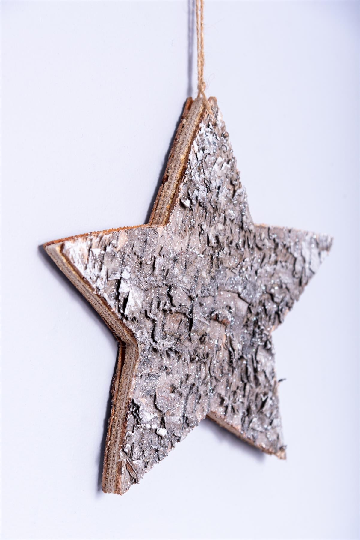 20cm Star Christmas Hanging Decoration Wooden Birch Bark Wall Door Xmas Ornament