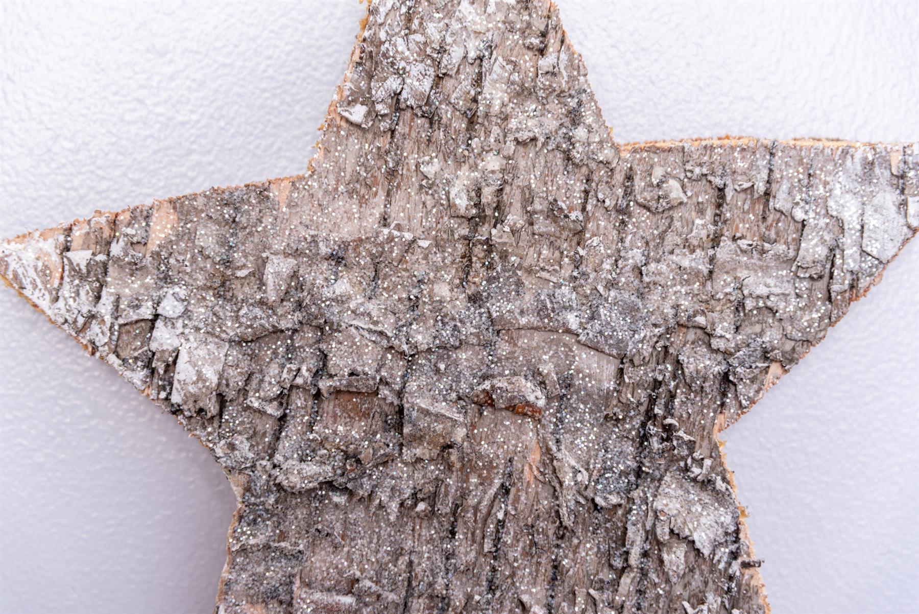 20cm Star Christmas Hanging Decoration Wooden Birch Bark Wall Door Xmas Ornament