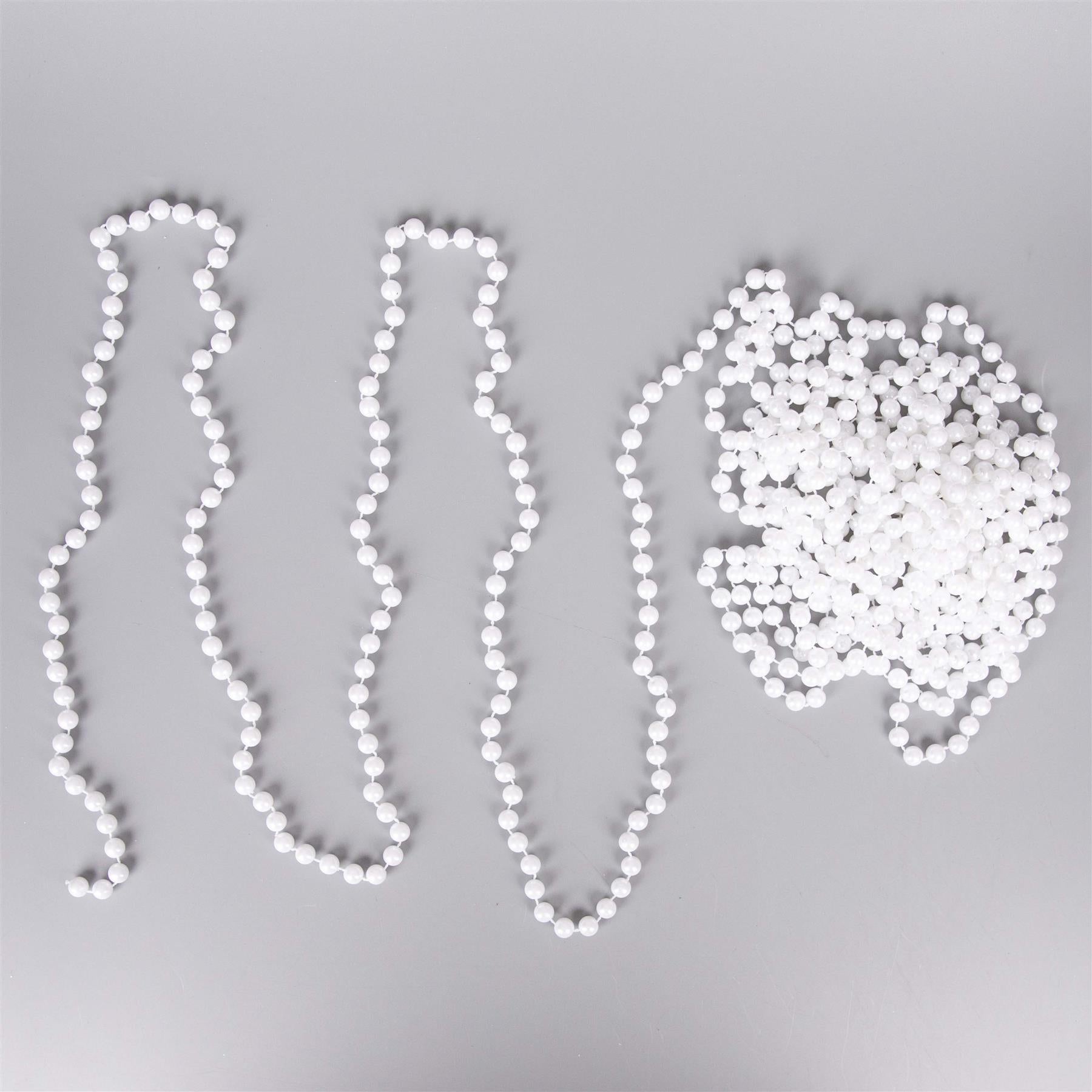 Elegant White Christmas Tree Bead Garland - 24ft DIY Decor for Festive Magic