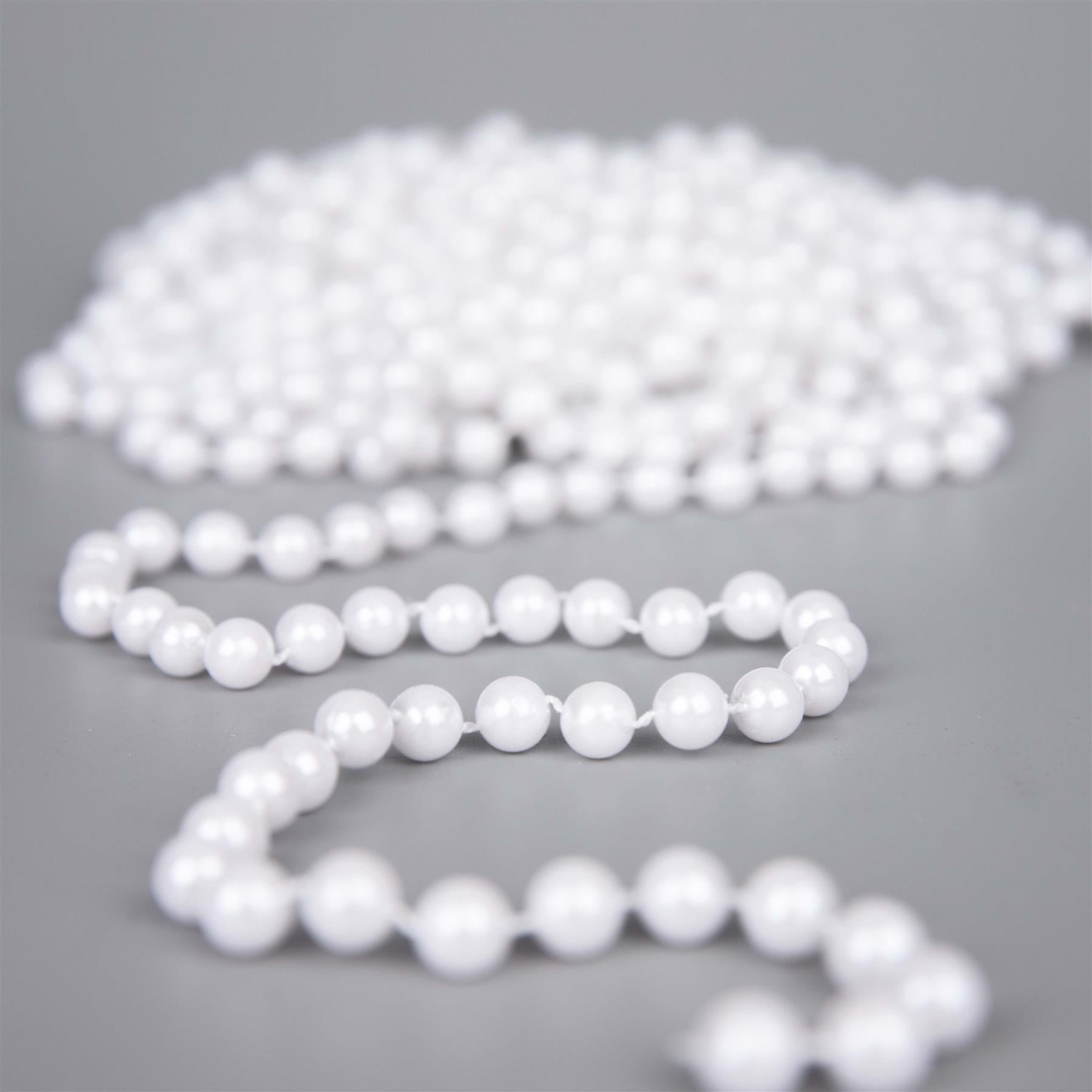 Elegant White Christmas Tree Bead Garland - 24ft DIY Decor for Festive Magic