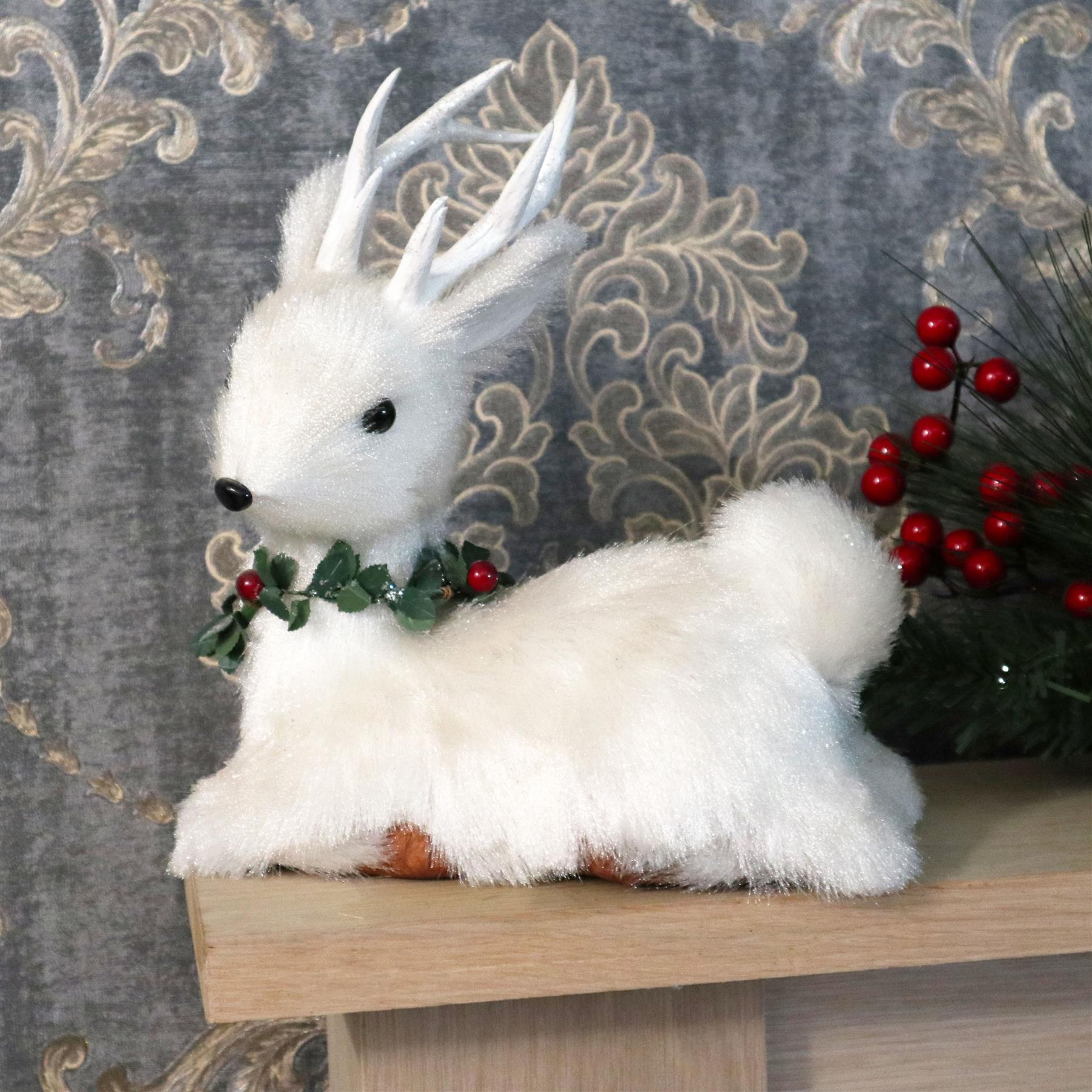 Christmas Lying Deer Figurine Showpieces Xmas Home Office Art Table Decorations