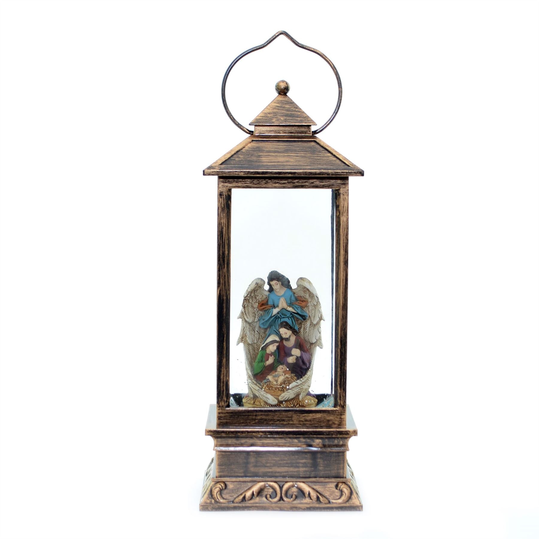 28Cm Christmas Nativity Led Lantern With Glitter Xmas Home Decorations Ornament