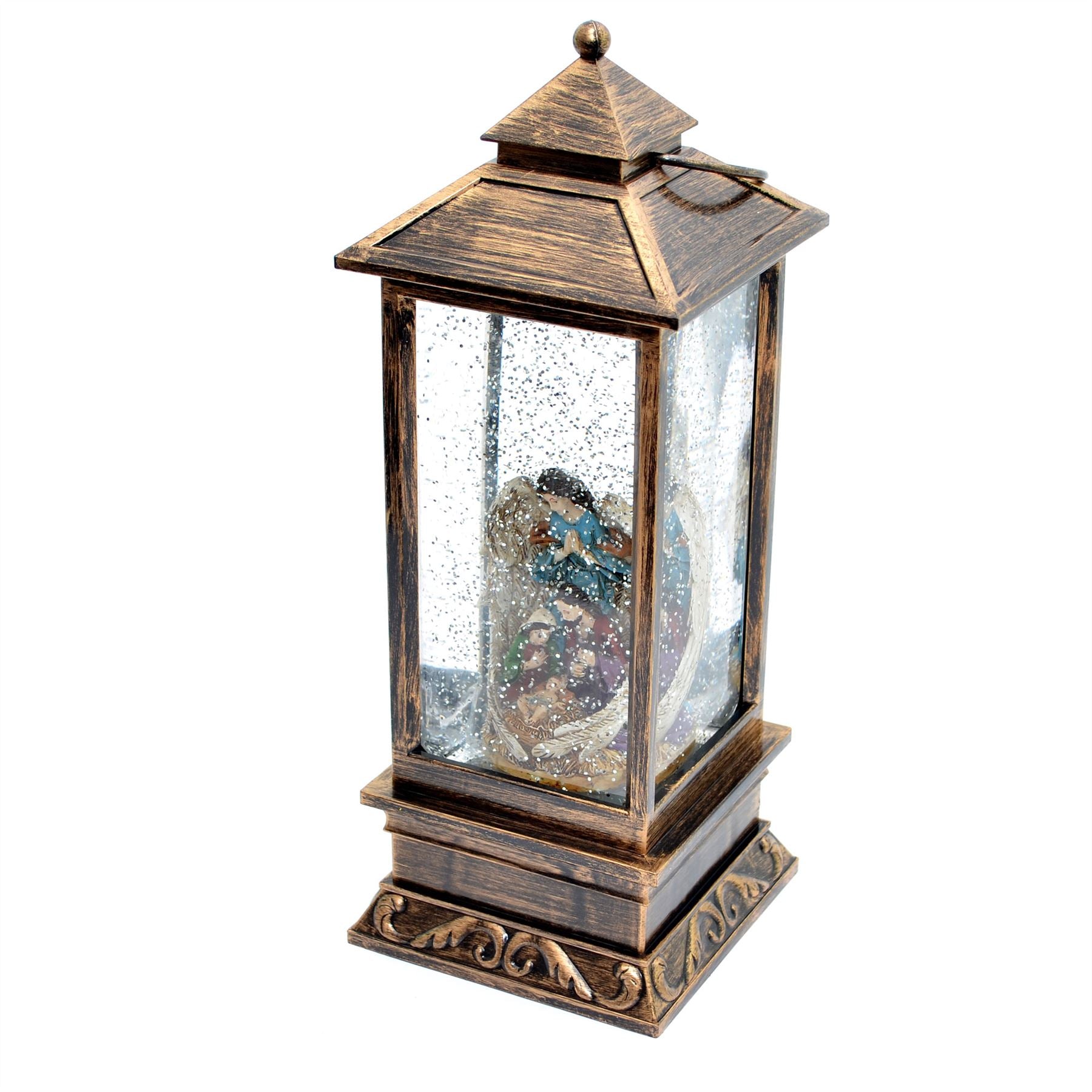 LED Lantern Christmas Tabletop Glitter Water Lights Musical XMAS Home Decor 28CM