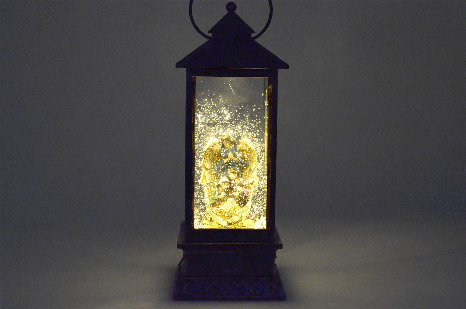 LED Lantern Christmas Tabletop Glitter Water Lights Musical XMAS Home Decor 28CM