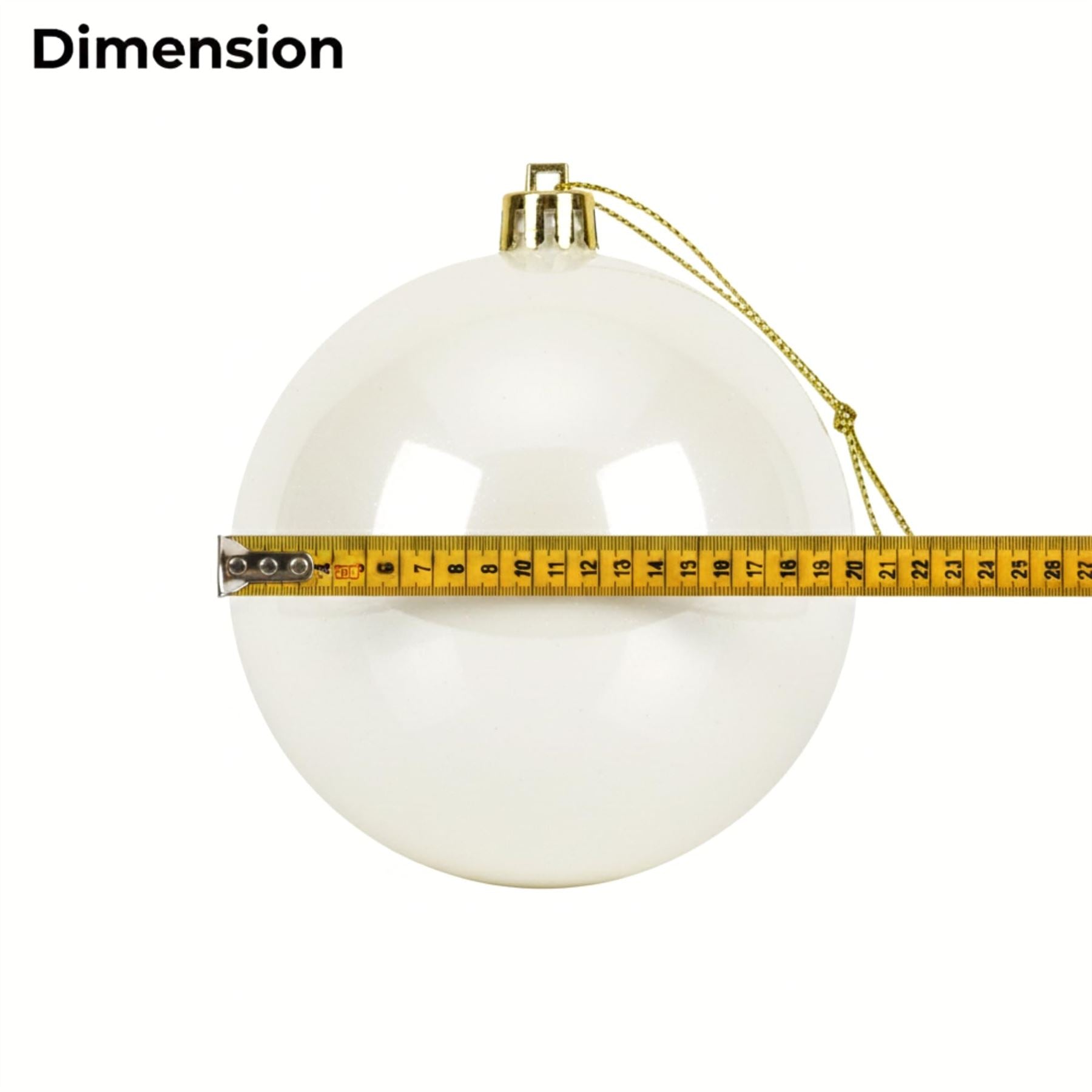 20cm White Shatterproof Christmas Bauble – Glossy Festive Hanging Decoration