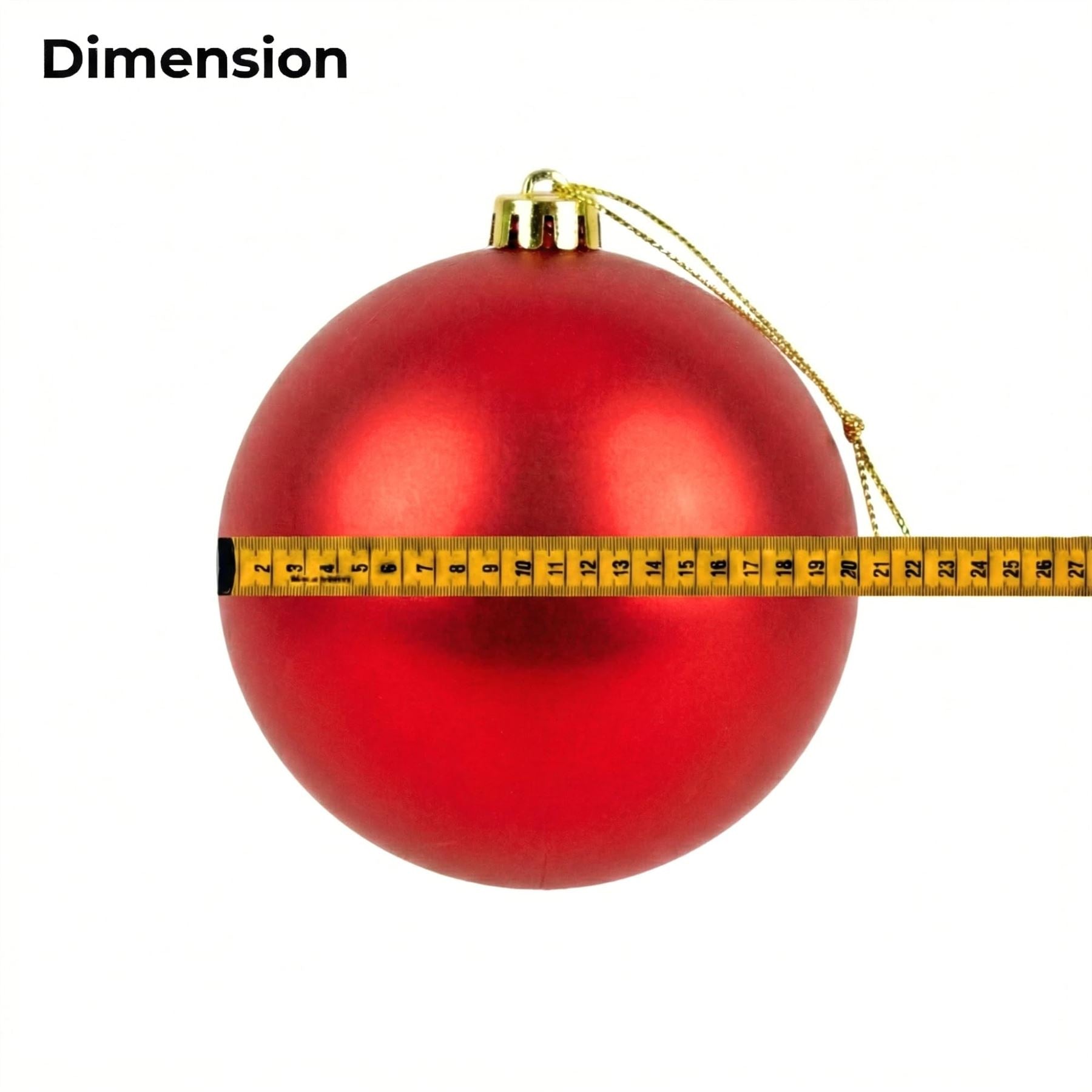 20cm Red Matte Shatterproof Christmas Bauble – Elegant Festive Hanging Decoration