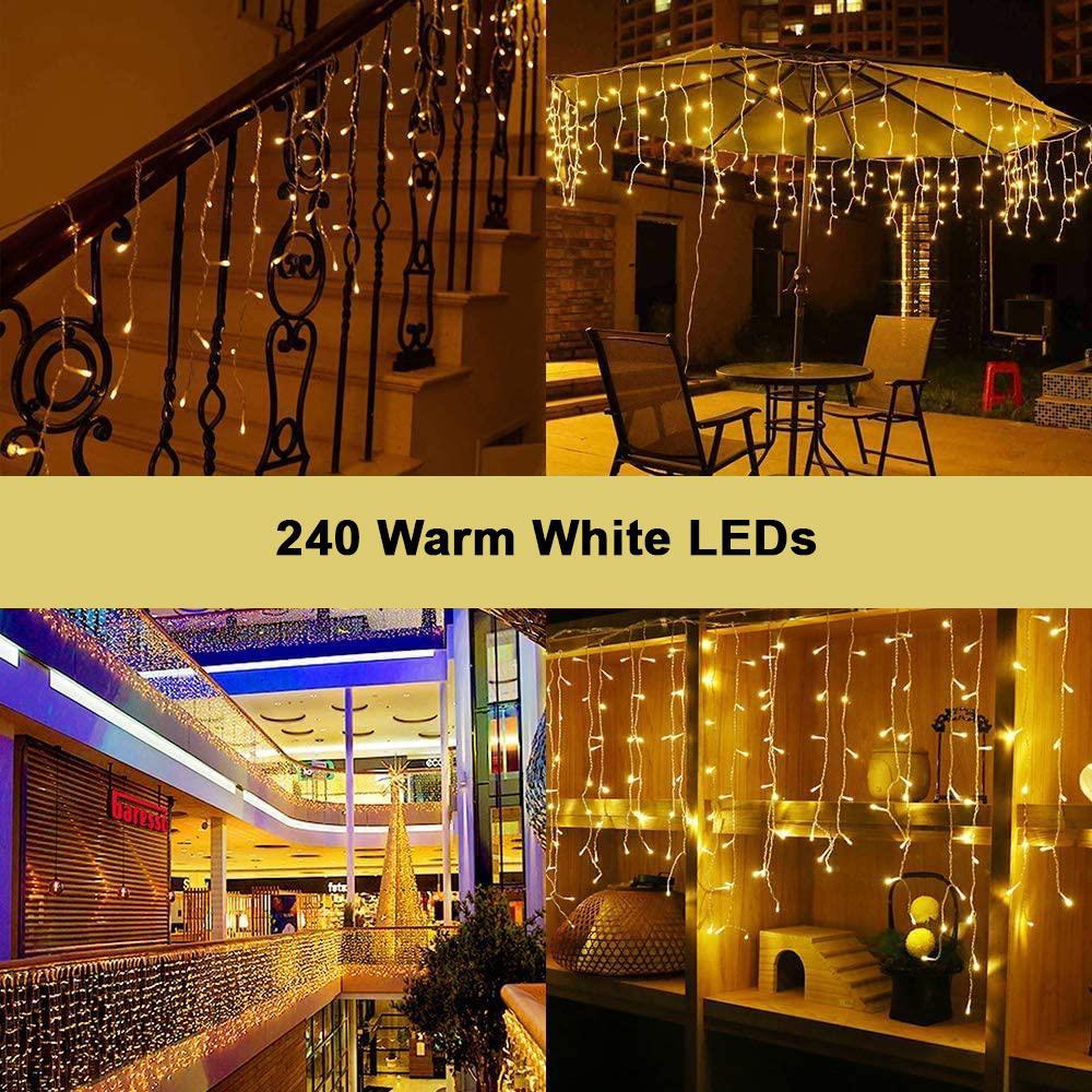 480LED Waterfall Icicle Light Outdoor Connectable Snowing Chaser Xmas Home Decor