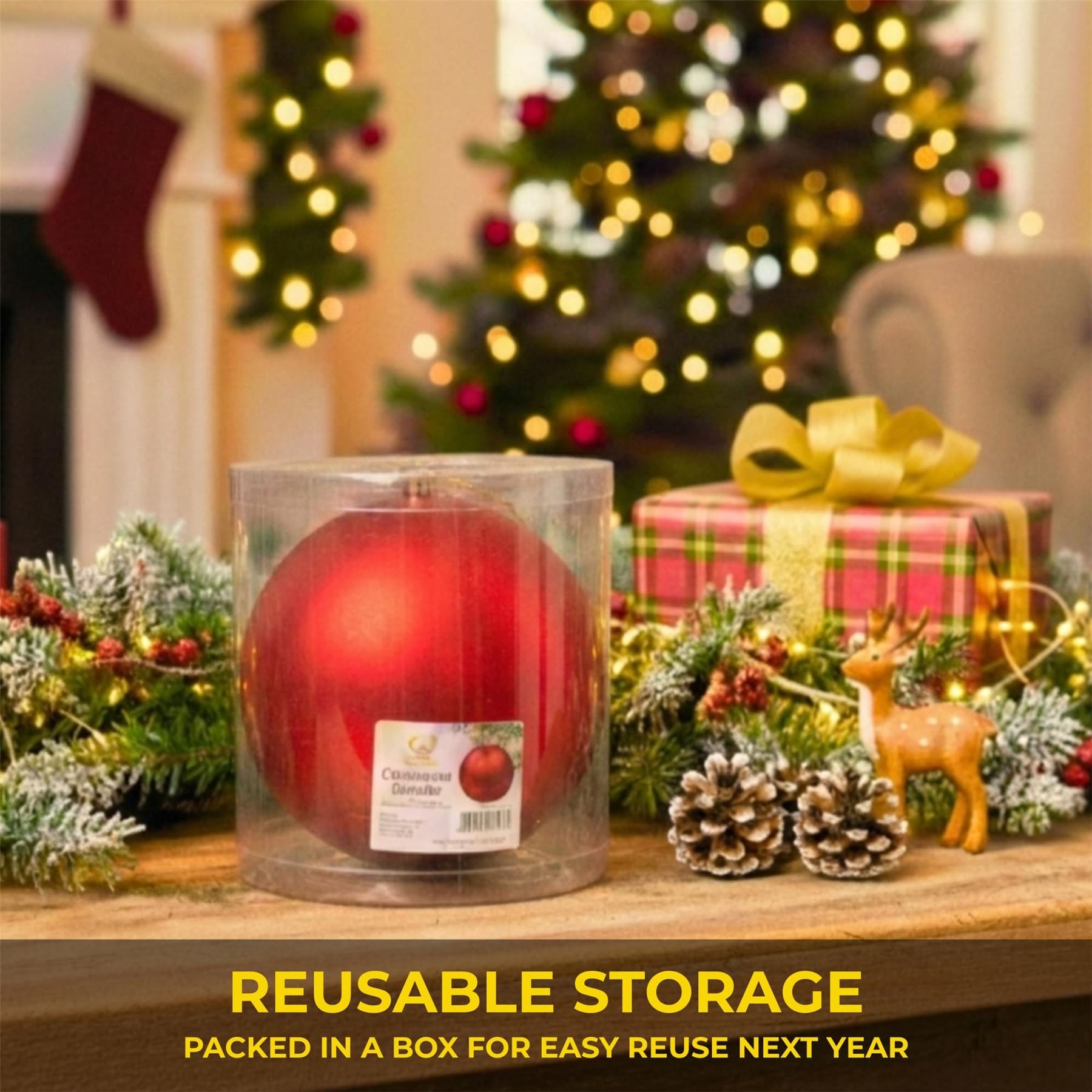 25cm Red Christmas Bauble – Matte Finish, Shatterproof