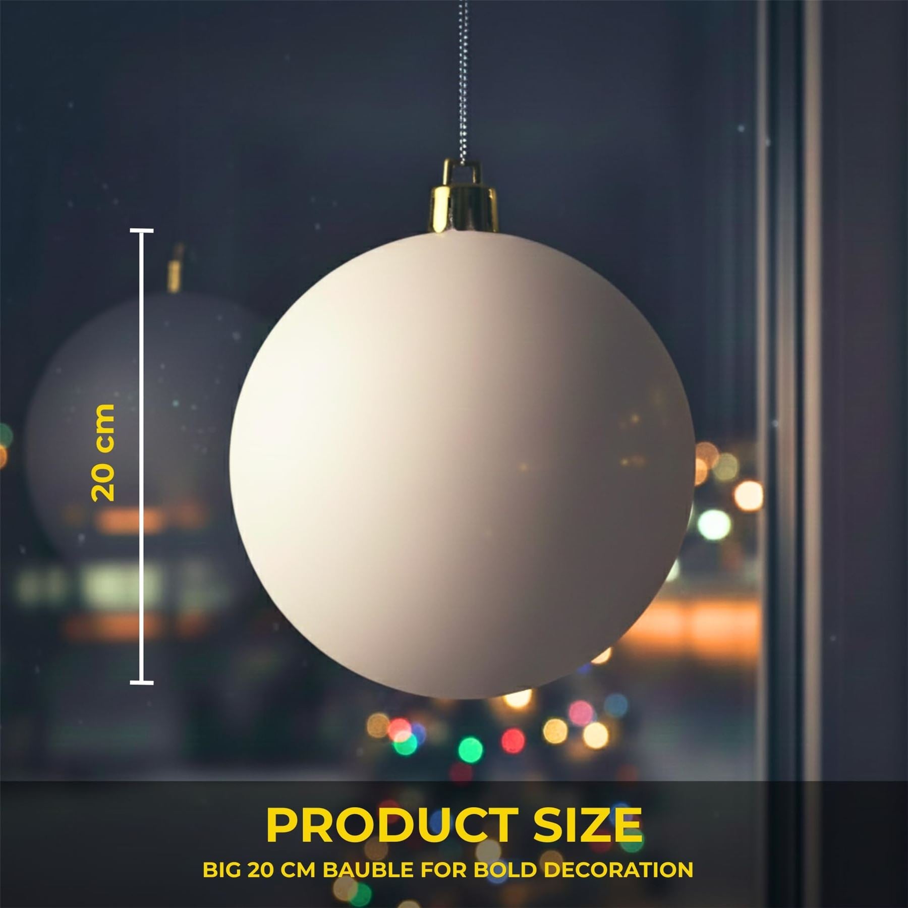 20cm White Matte Shatterproof Christmas Bauble – Elegant Festive Hanging Decoration