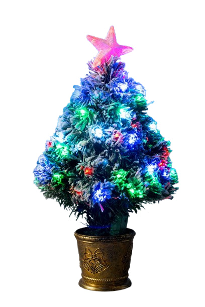 Pre-Lit Christmas Tree Fiber Optic Pine LED Lights Xmas Decor Frosted Aurora 2FT
