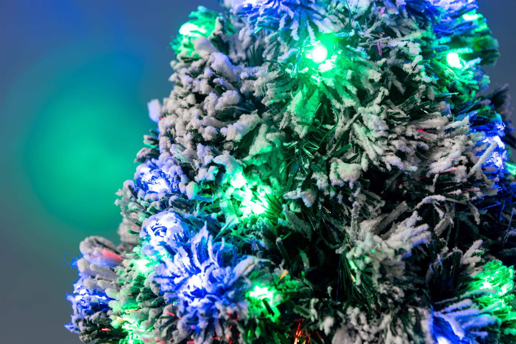 Pre-Lit Christmas Tree Fiber Optic Pine LED Lights Xmas Decor Frosted Aurora 2FT