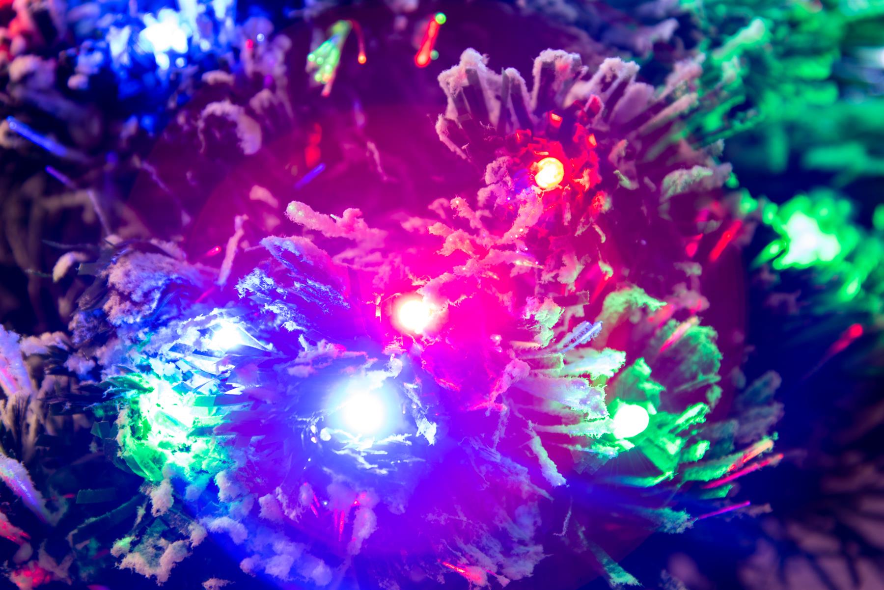 Pre-Lit Christmas Tree Fiber Optic Pine LED Lights Xmas Decor Frosted Aurora 2FT