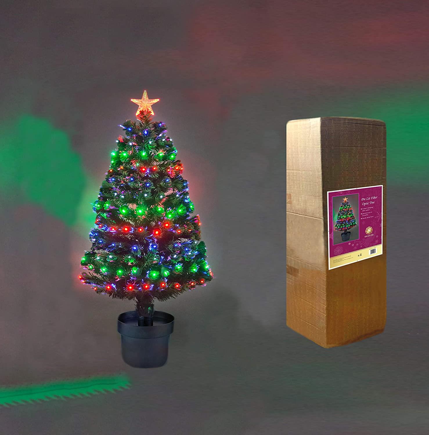 2FT Pre-Lit Christmas Tree Green Fiber Optic LED Light Xmas Home Holiday Decor