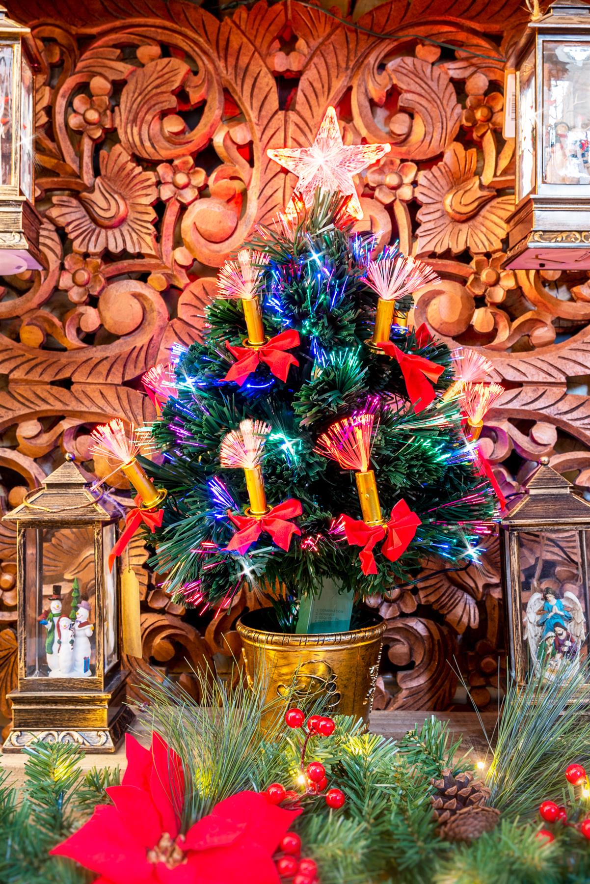 2FT Pre-Lit Christmas Tree Green Fiber Optic LED Lights Xmas Home Holiday Decor